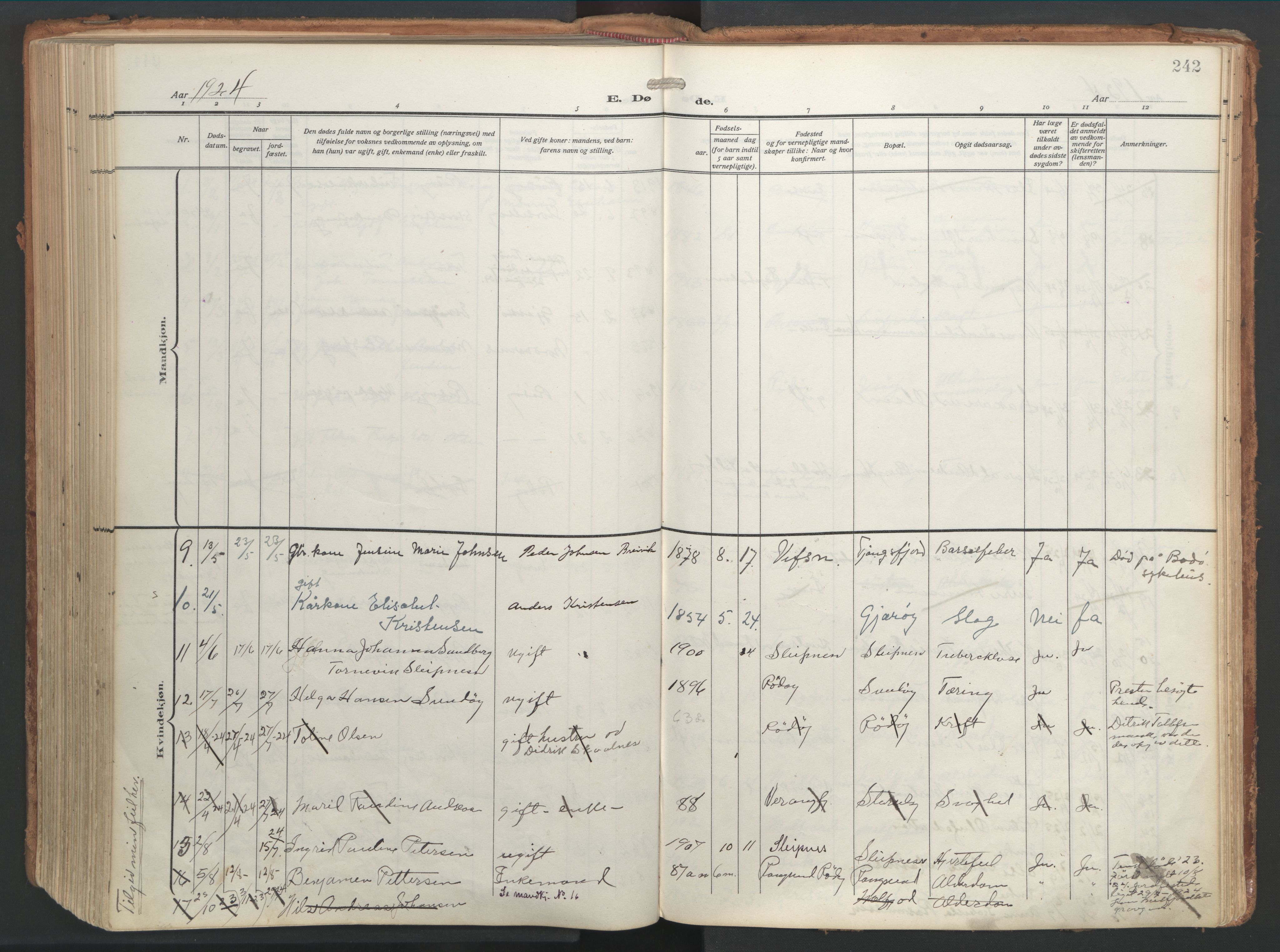 Ministerialprotokoller, klokkerbøker og fødselsregistre - Nordland, AV/SAT-A-1459/841/L0614: Parish register (official) no. 841A17, 1911-1925, p. 242