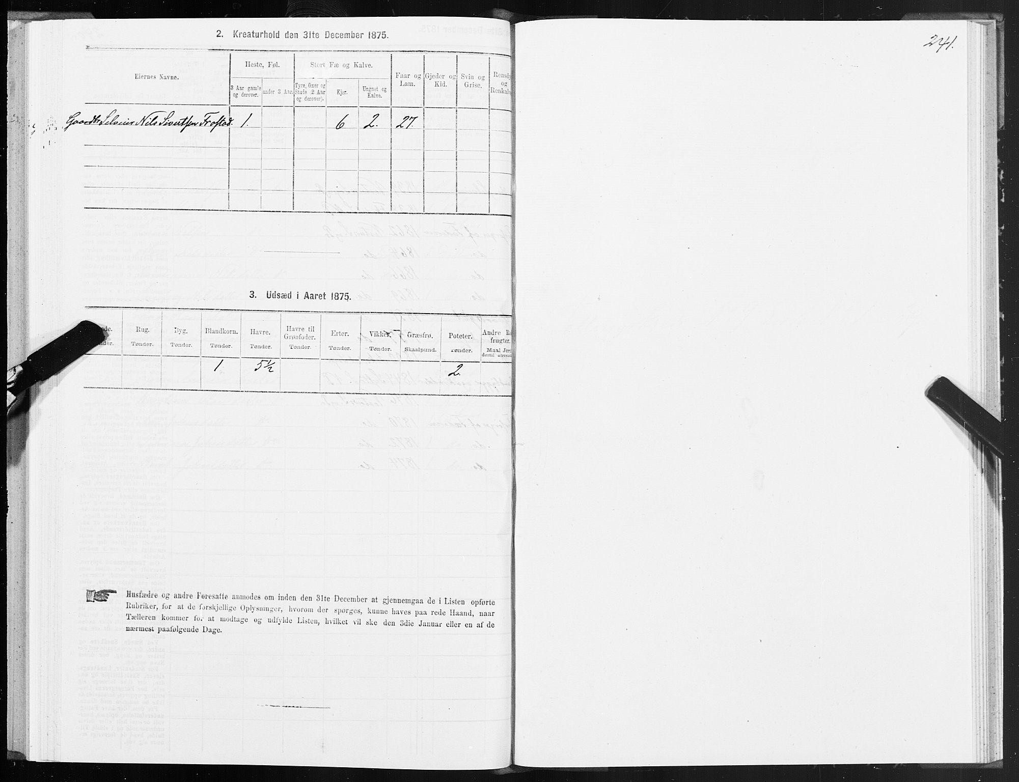 SAT, 1875 census for 1535P Vestnes, 1875, p. 3241