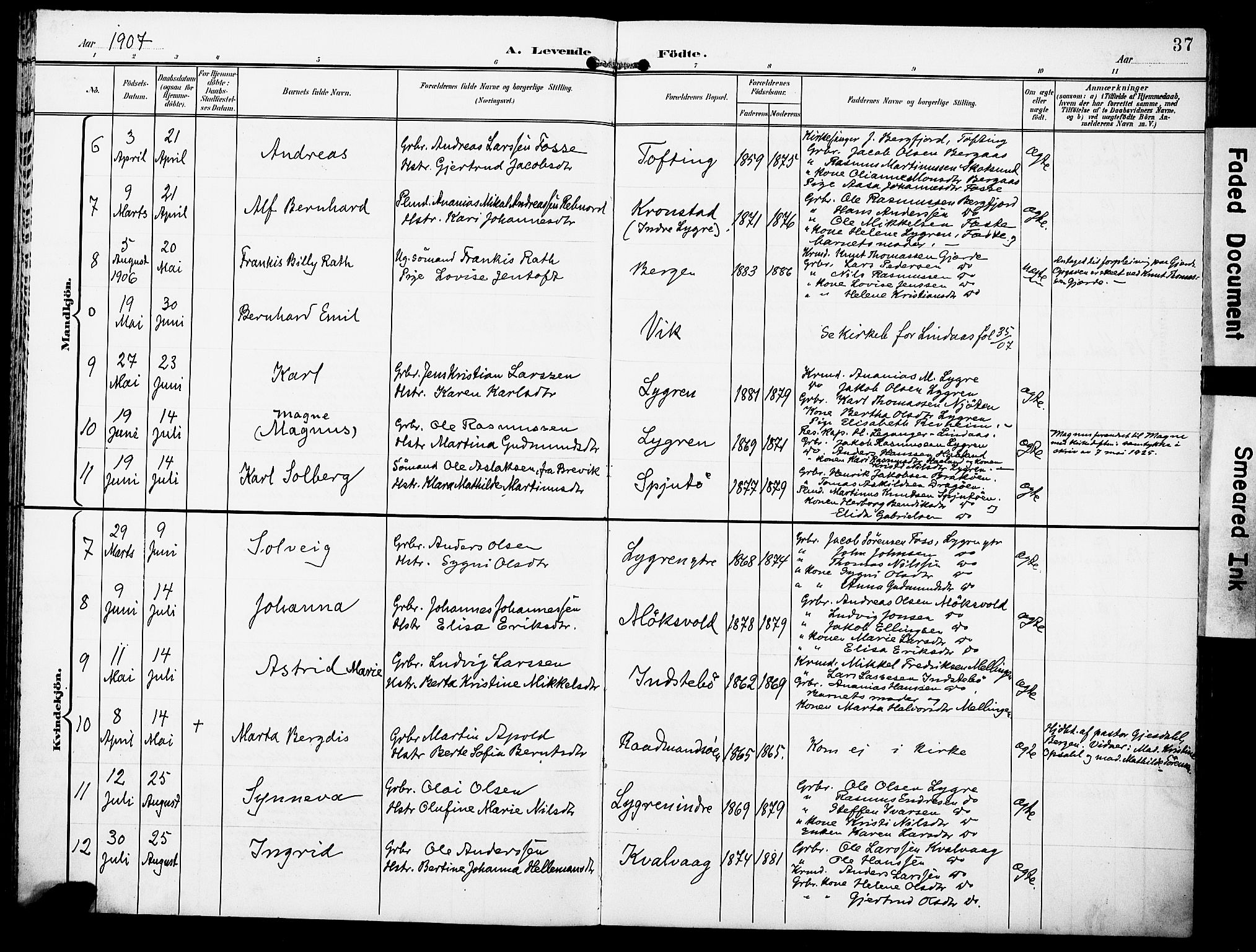 Lindås Sokneprestembete, SAB/A-76701/H/Haa: Parish register (official) no. E 2, 1897-1912, p. 37