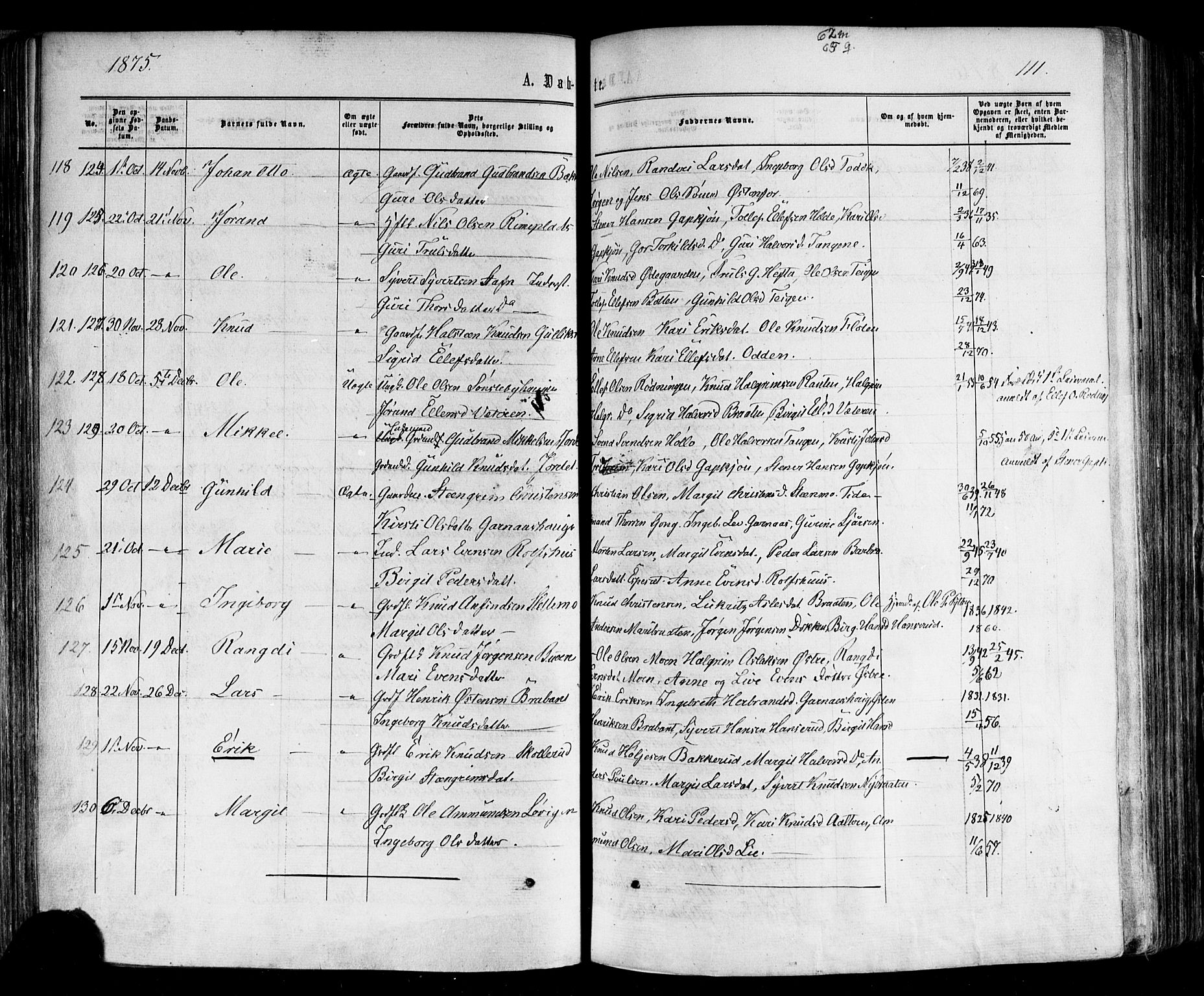 Nes kirkebøker, AV/SAKO-A-236/F/Fa/L0010: Parish register (official) no. 10, 1864-1880, p. 111