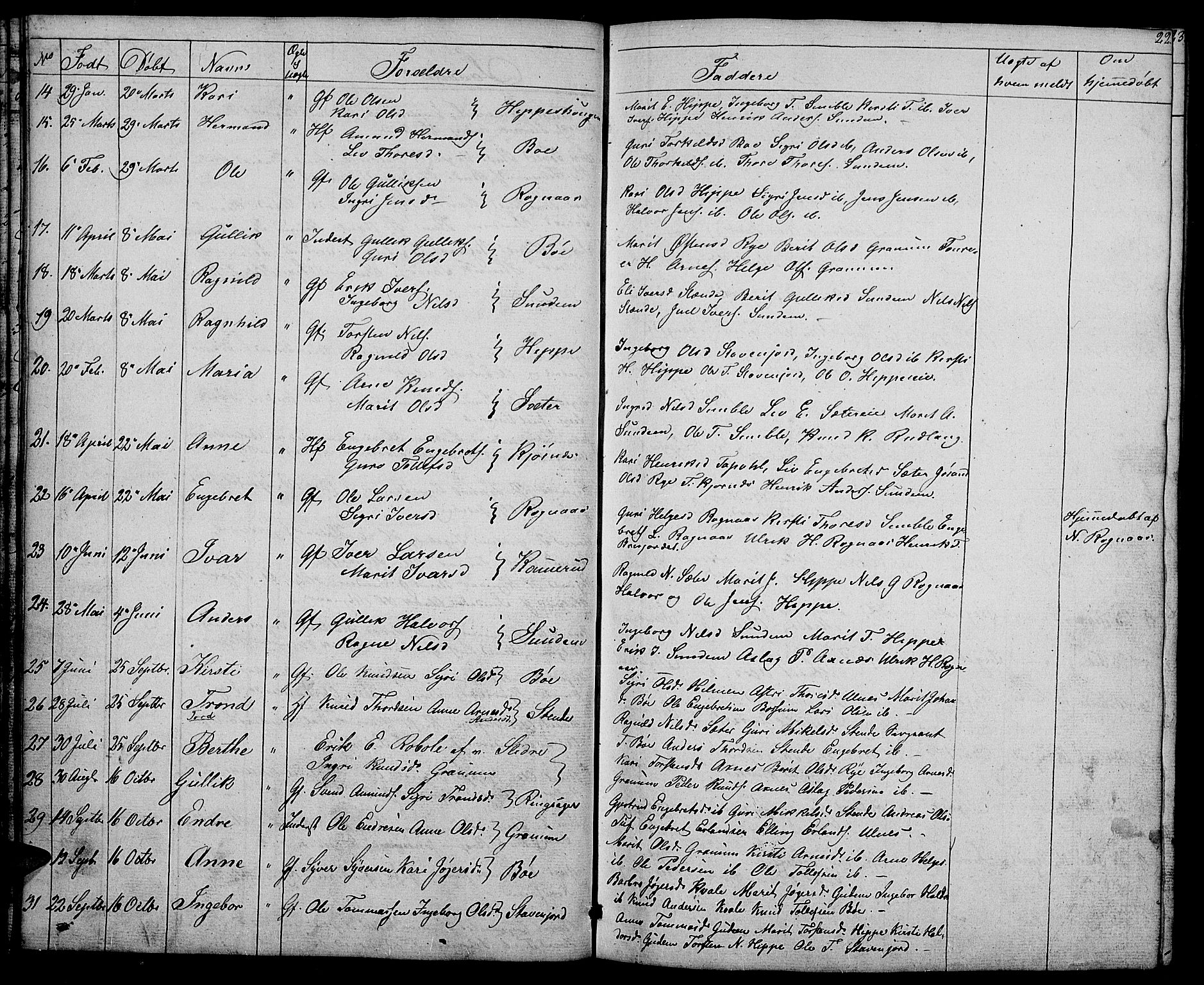 Nord-Aurdal prestekontor, SAH/PREST-132/H/Ha/Hab/L0004: Parish register (copy) no. 4, 1842-1882, p. 22