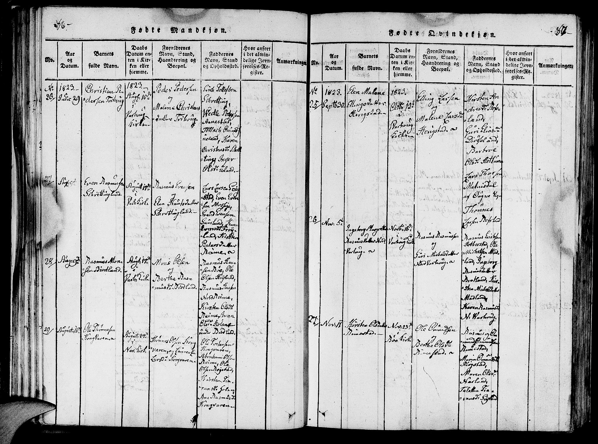 Hå sokneprestkontor, AV/SAST-A-101801/001/30BA/L0003: Parish register (official) no. A 3, 1815-1825, p. 86-87