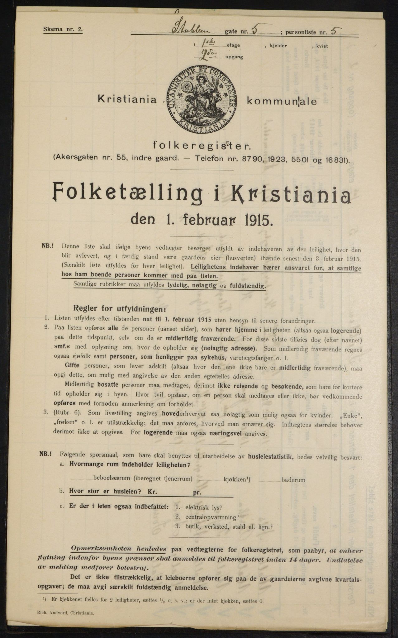 OBA, Municipal Census 1915 for Kristiania, 1915, p. 104674