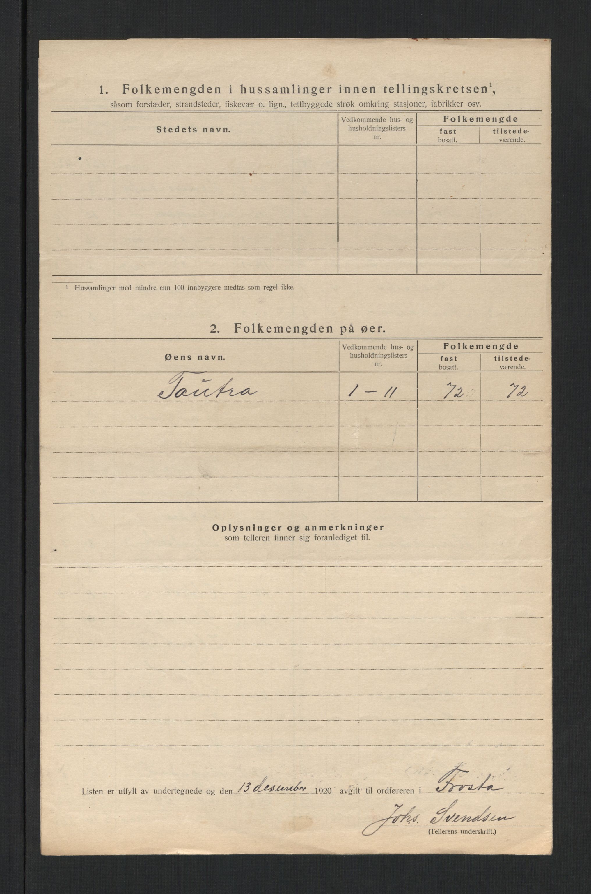 SAT, 1920 census for Frosta, 1920, p. 11