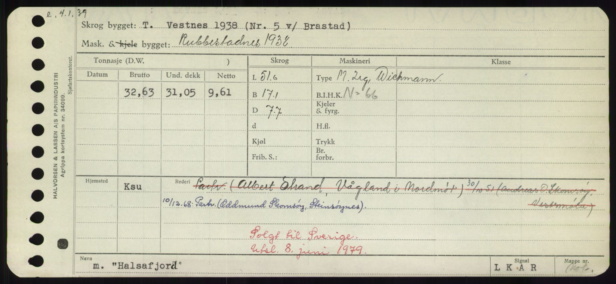 Sjøfartsdirektoratet med forløpere, Skipsmålingen, RA/S-1627/H/Hd/L0014: Fartøy, H-Havl, p. 141