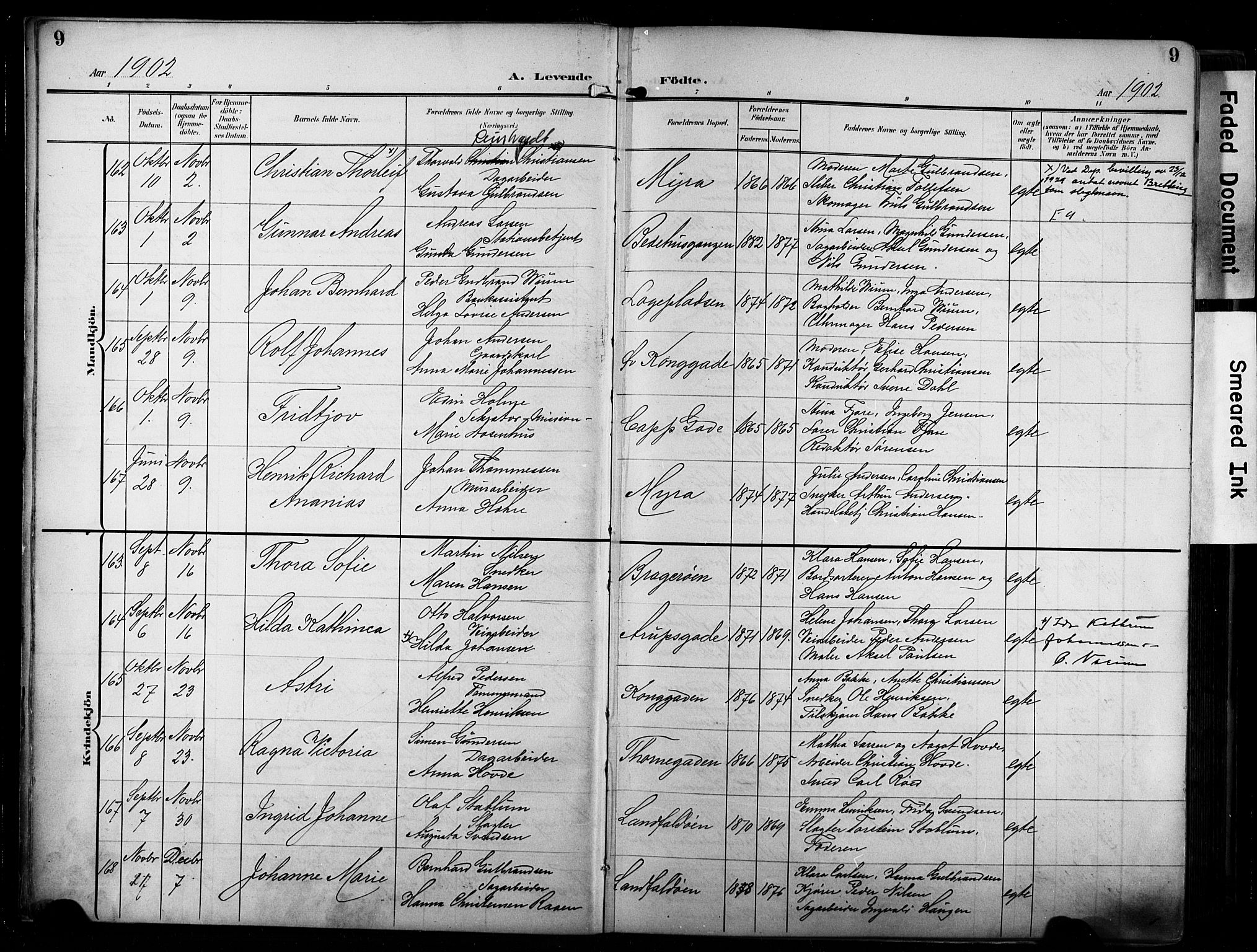 Bragernes kirkebøker, AV/SAKO-A-6/F/Fb/L0009: Parish register (official) no. II 9, 1902-1911, p. 9