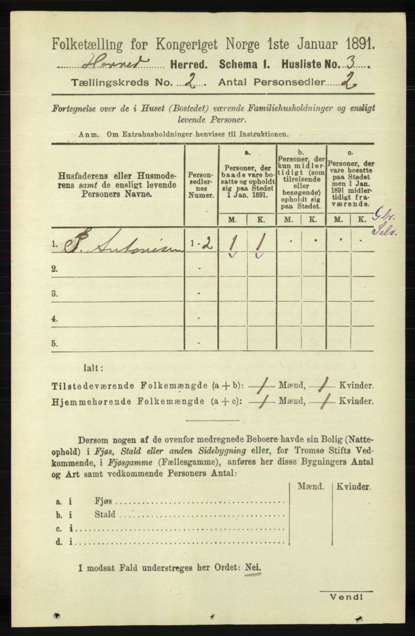 RA, 1891 census for 1039 Herad, 1891, p. 440