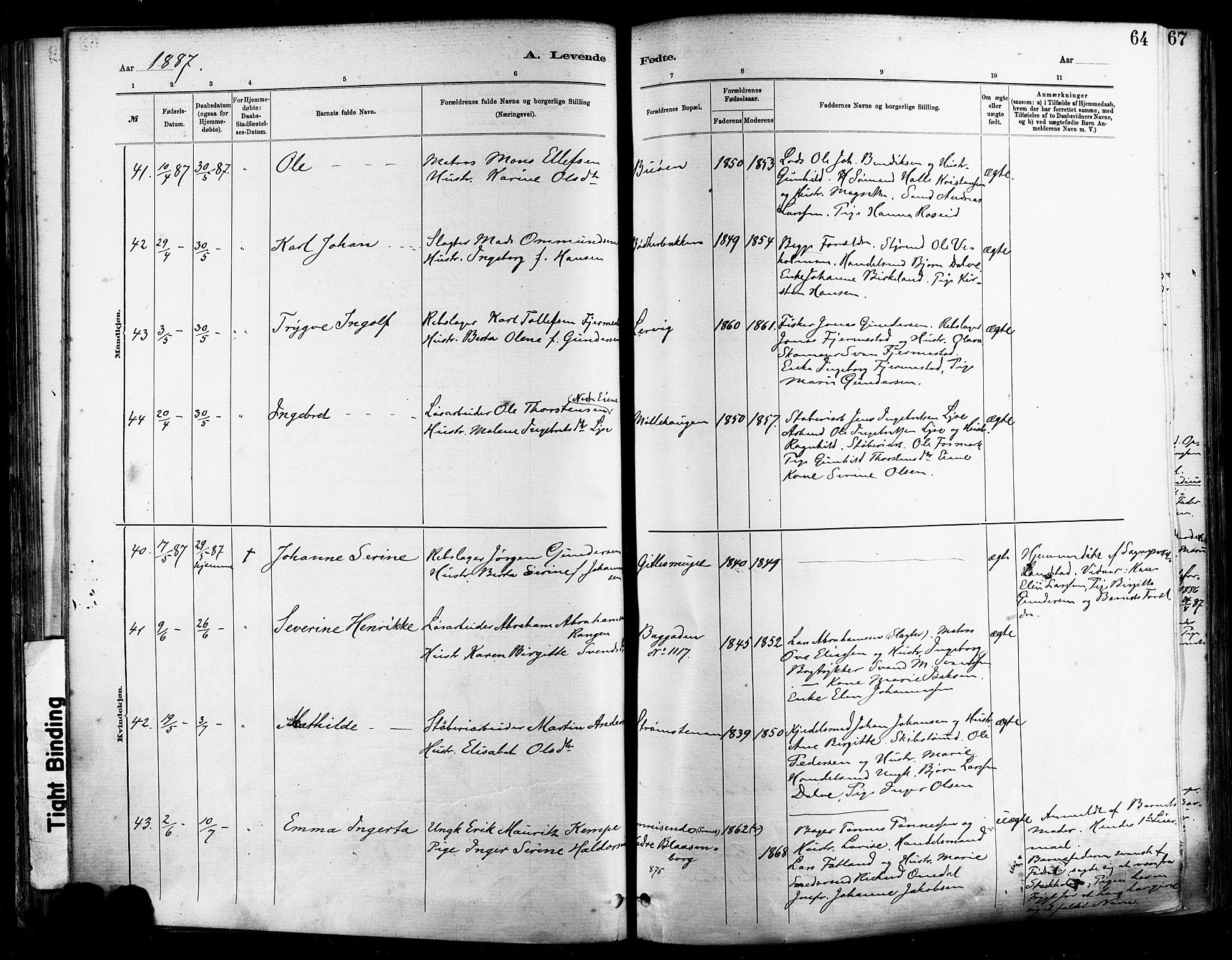 St. Johannes sokneprestkontor, AV/SAST-A-101814/001/30/30BA/L0001: Parish register (official) no. A 1, 1885-1891, p. 64