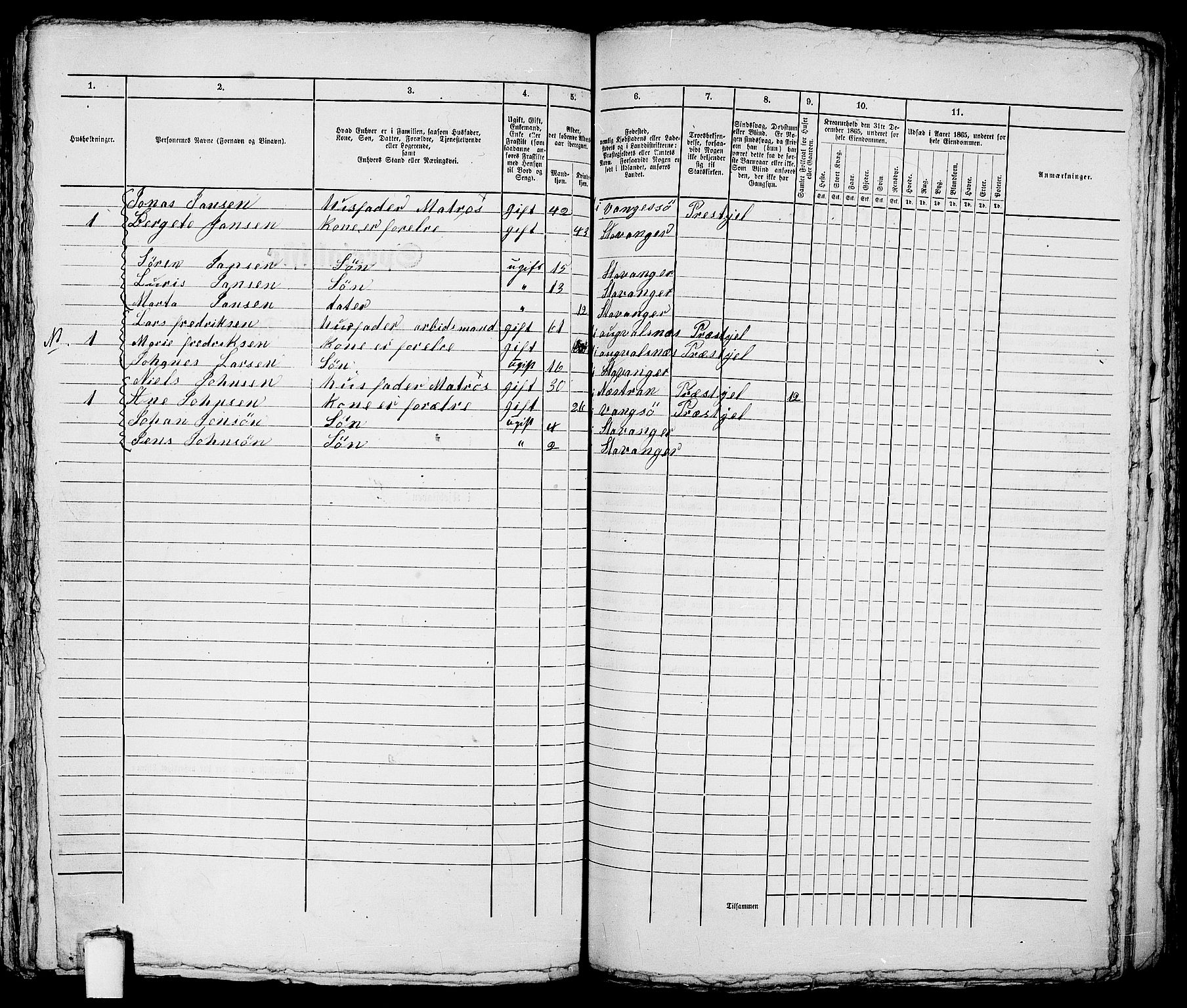 RA, 1865 census for Stavanger, 1865, p. 896