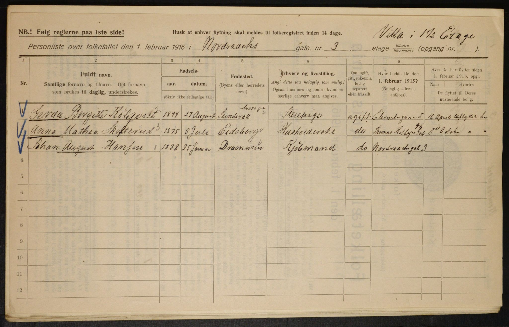 OBA, Municipal Census 1916 for Kristiania, 1916, p. 75108