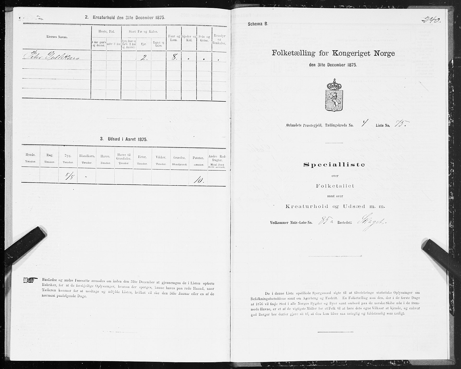 SAT, 1875 census for 1621P Ørland, 1875, p. 2240