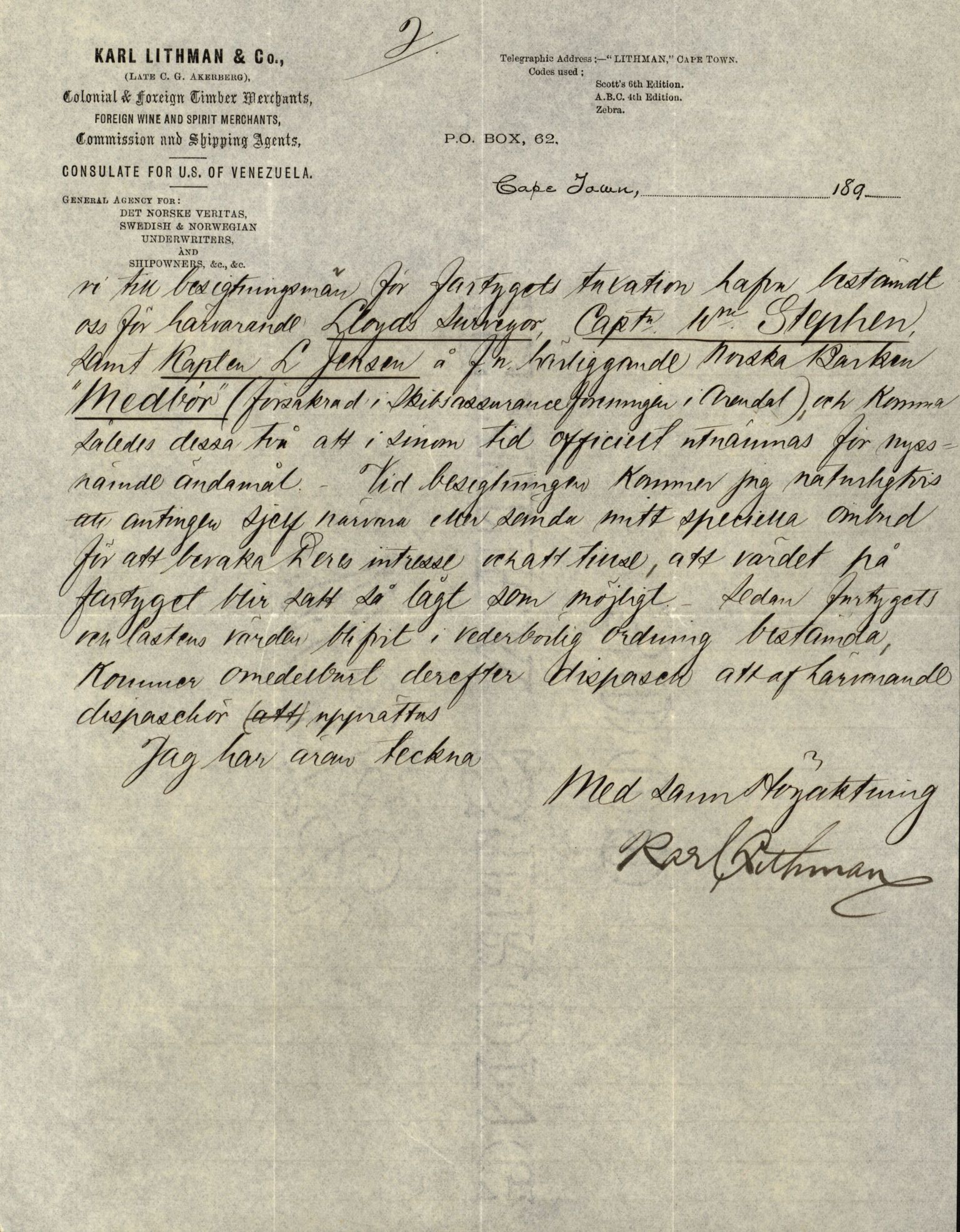 Pa 63 - Østlandske skibsassuranceforening, VEMU/A-1079/G/Ga/L0027/0004: Havaridokumenter / Avenir, Bertha, Augusta, Arctic, Black Hawk, 1891, p. 35