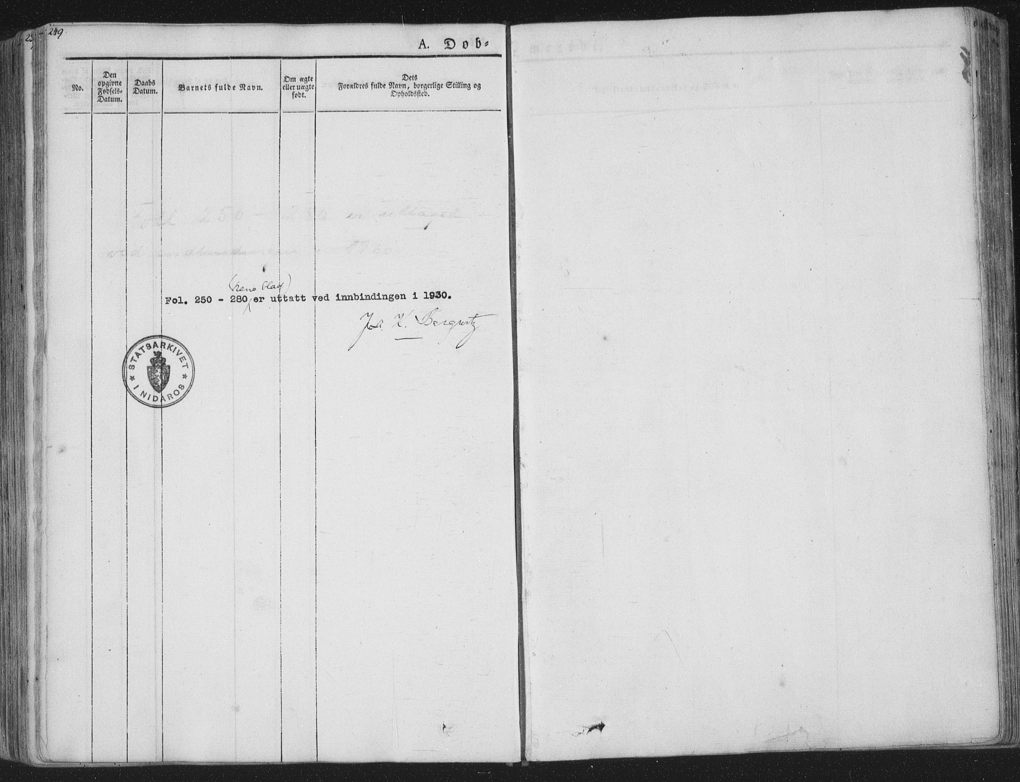 Ministerialprotokoller, klokkerbøker og fødselsregistre - Nordland, AV/SAT-A-1459/839/L0565: Parish register (official) no. 839A02, 1825-1862, p. 249