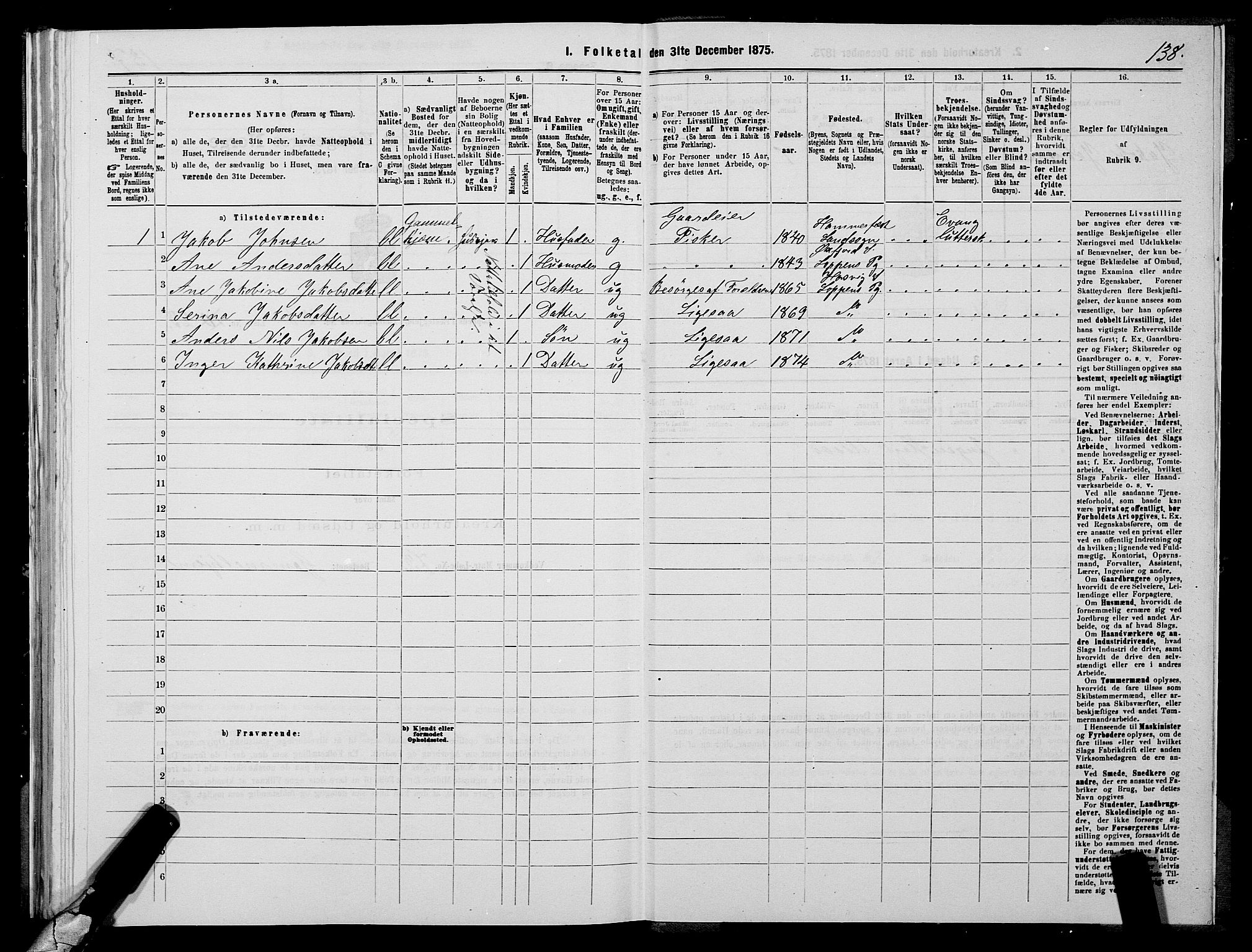 SATØ, 1875 census for 2014P Loppa, 1875, p. 1138