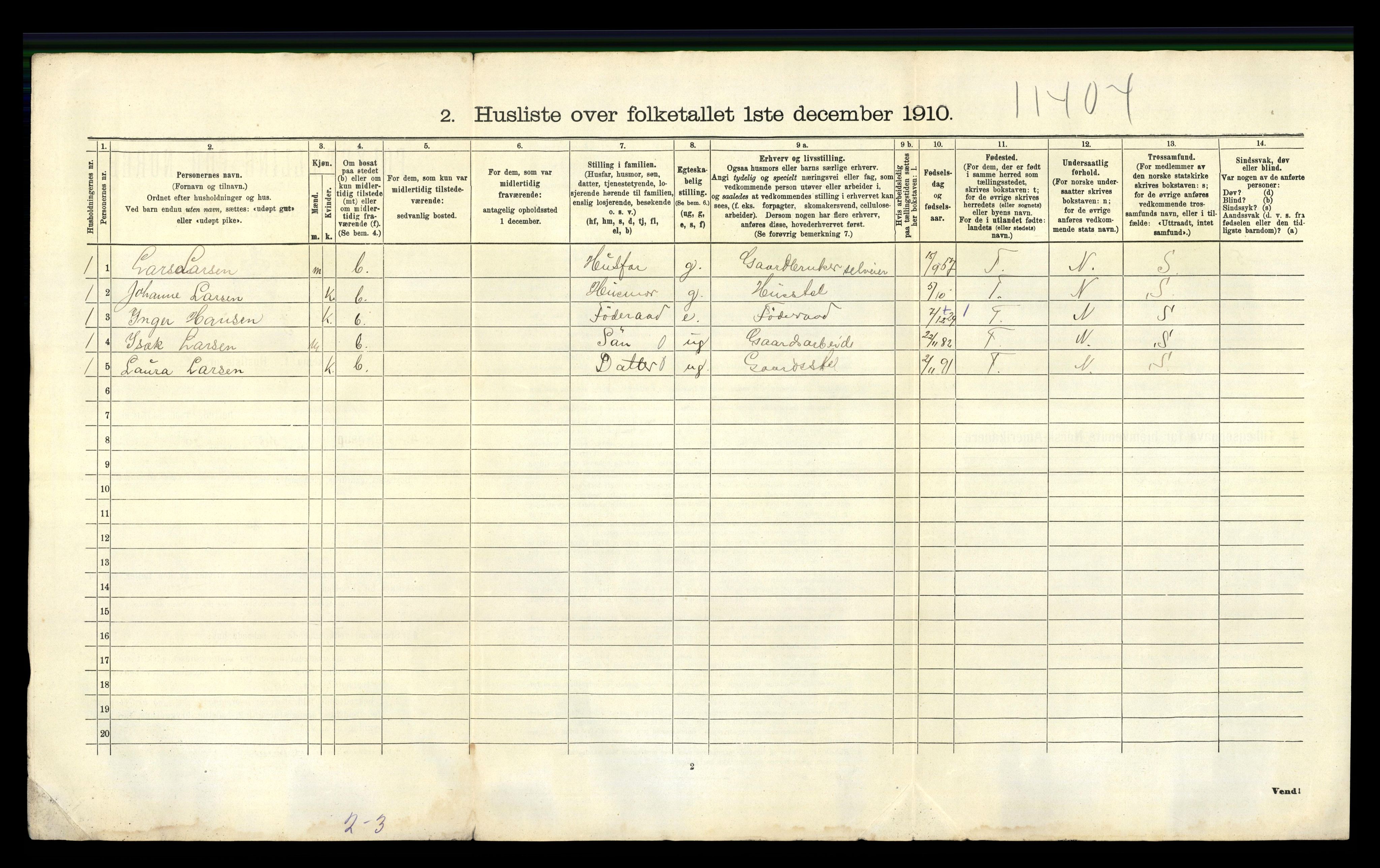 RA, 1910 census for Gjerpen, 1910, p. 1310