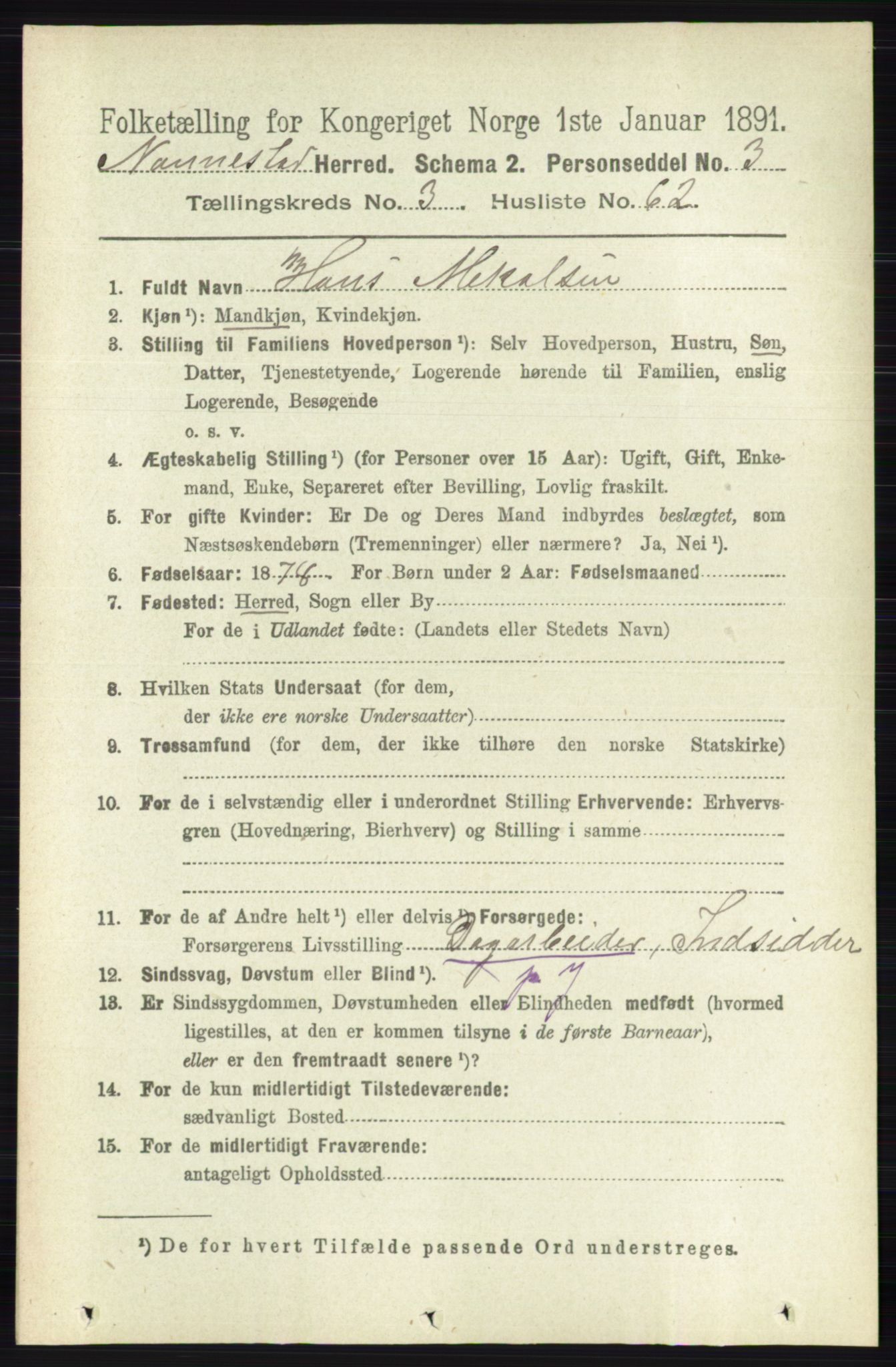 RA, 1891 census for 0238 Nannestad, 1891, p. 1824