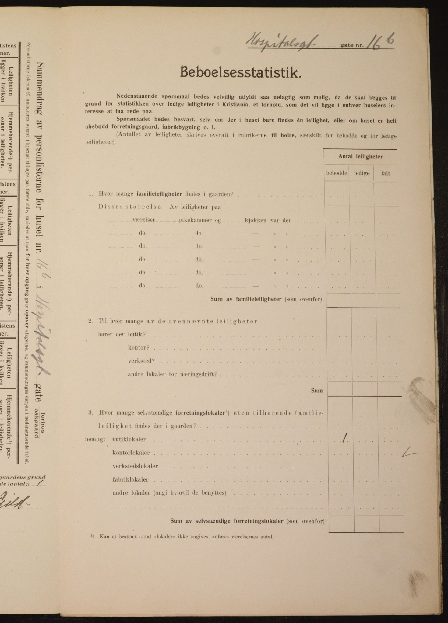 OBA, Municipal Census 1910 for Kristiania, 1910, p. 40715
