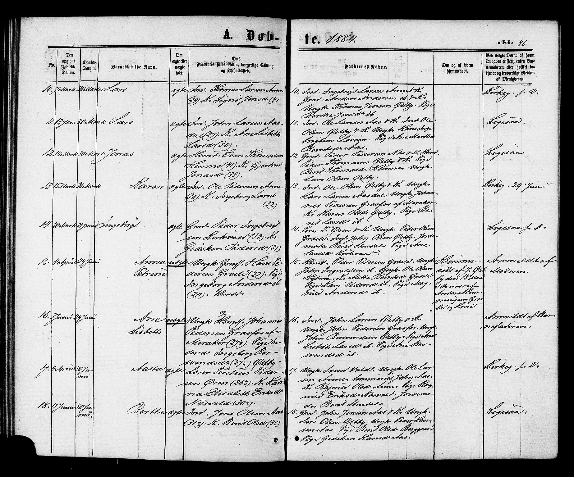 Ministerialprotokoller, klokkerbøker og fødselsregistre - Sør-Trøndelag, SAT/A-1456/698/L1163: Parish register (official) no. 698A01, 1862-1887, p. 46