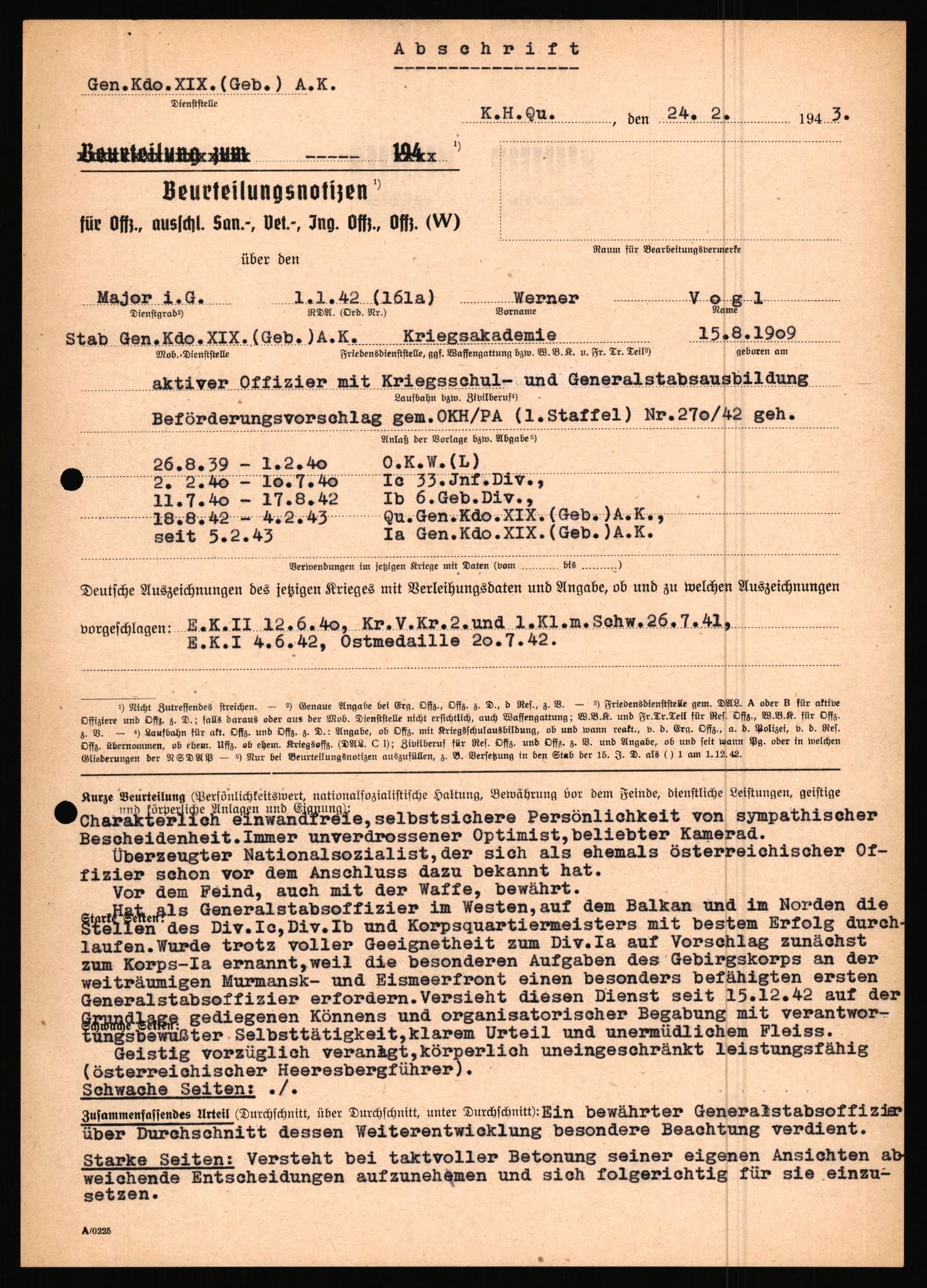 Forsvarets Overkommando. 2 kontor. Arkiv 11.4. Spredte tyske arkivsaker, AV/RA-RAFA-7031/D/Dar/Dara/L0019: Personalbøker og diverse, 1940-1945, p. 602