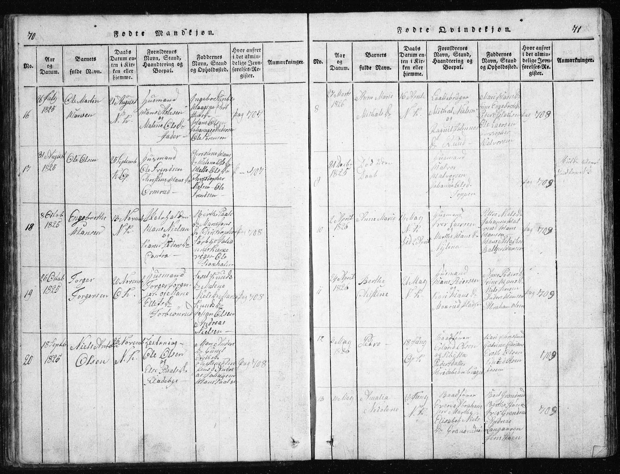 Nesodden prestekontor Kirkebøker, AV/SAO-A-10013/G/Ga/L0001: Parish register (copy) no. I 1, 1814-1847, p. 70-71