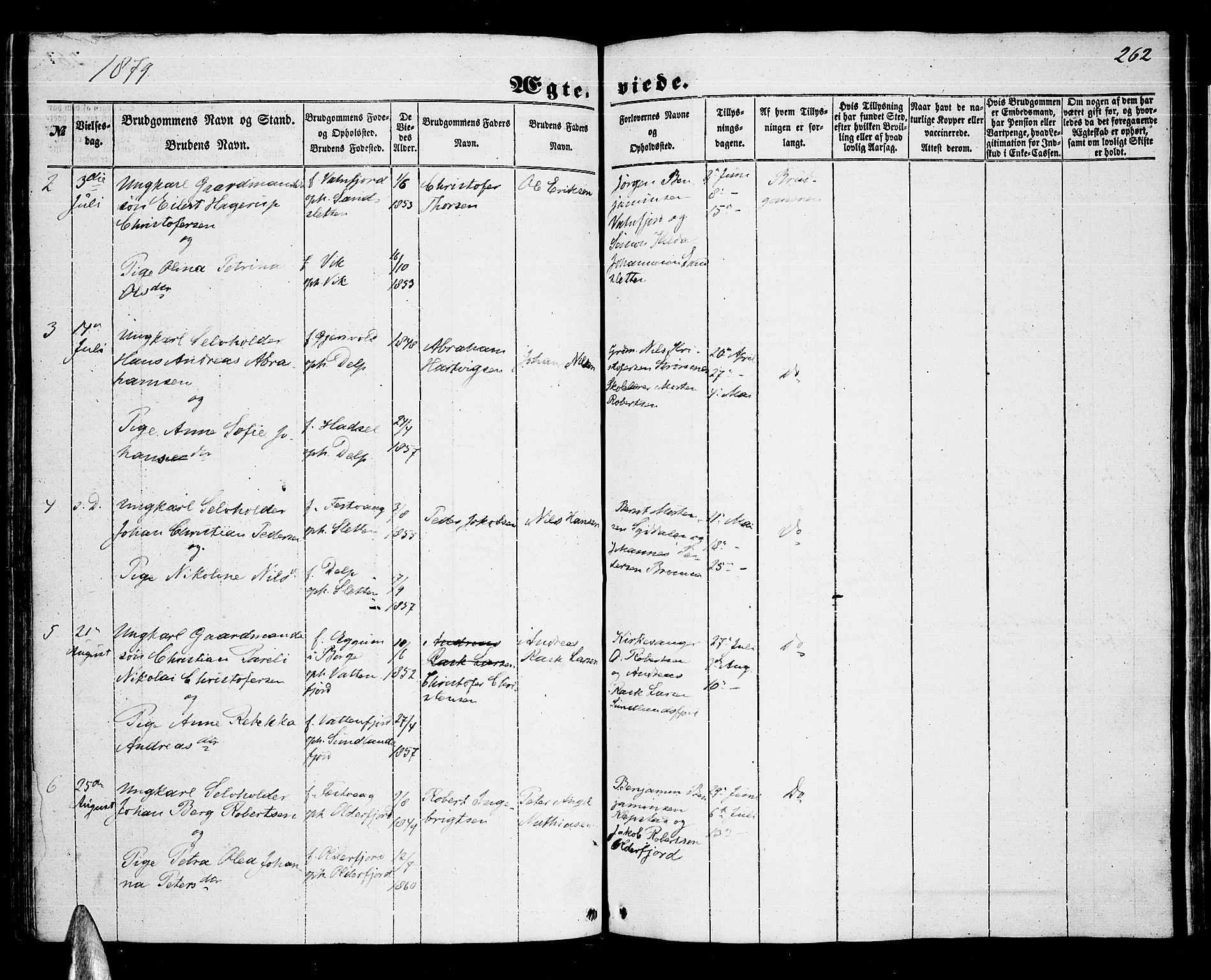 Ministerialprotokoller, klokkerbøker og fødselsregistre - Nordland, AV/SAT-A-1459/876/L1102: Parish register (copy) no. 876C01, 1852-1886, p. 262