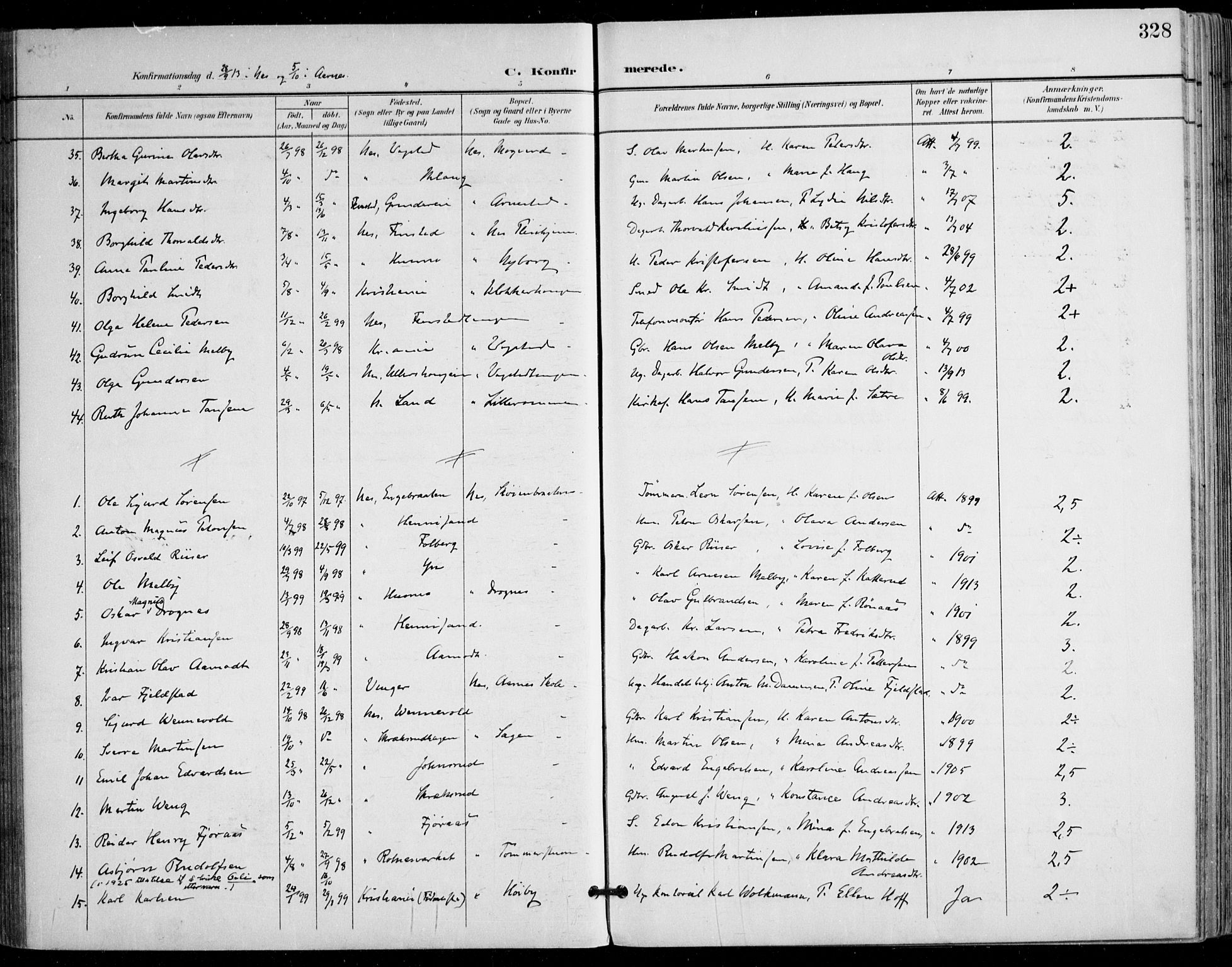 Nes prestekontor Kirkebøker, AV/SAO-A-10410/F/Fa/L0011: Parish register (official) no. I 11, 1899-1918, p. 328