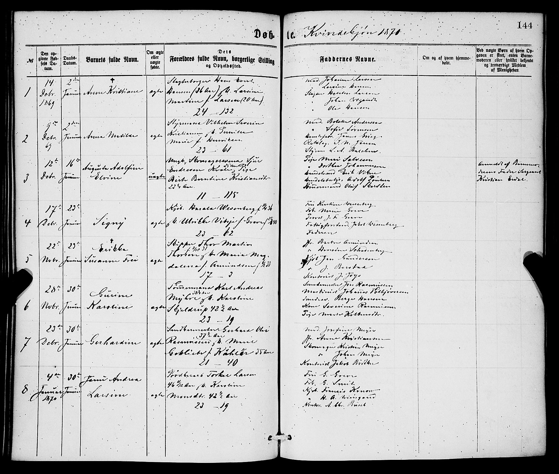 Korskirken sokneprestembete, SAB/A-76101/H/Hab: Parish register (copy) no. B 6, 1869-1874, p. 144