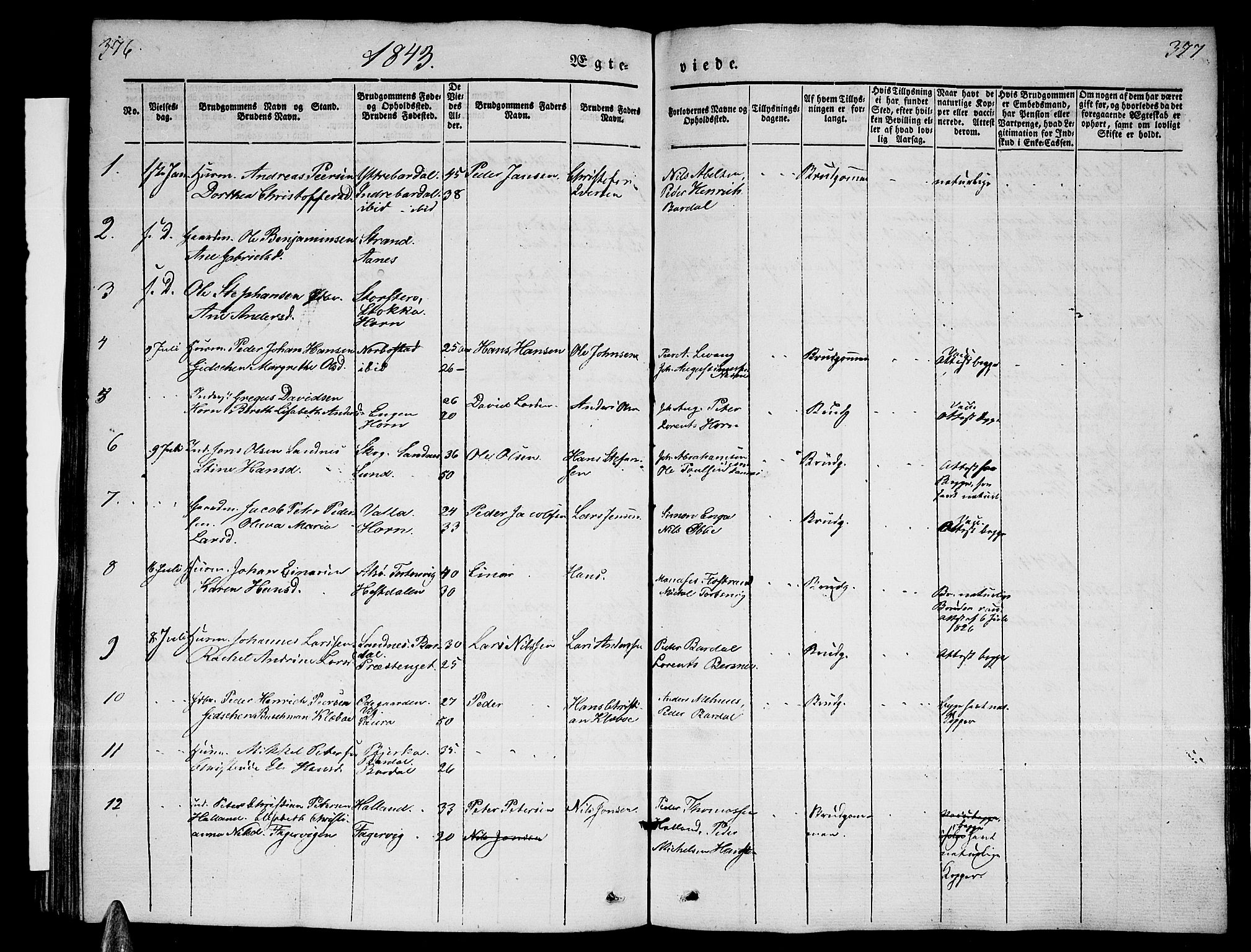 Ministerialprotokoller, klokkerbøker og fødselsregistre - Nordland, AV/SAT-A-1459/838/L0555: Parish register (copy) no. 838C02, 1842-1861, p. 376-377