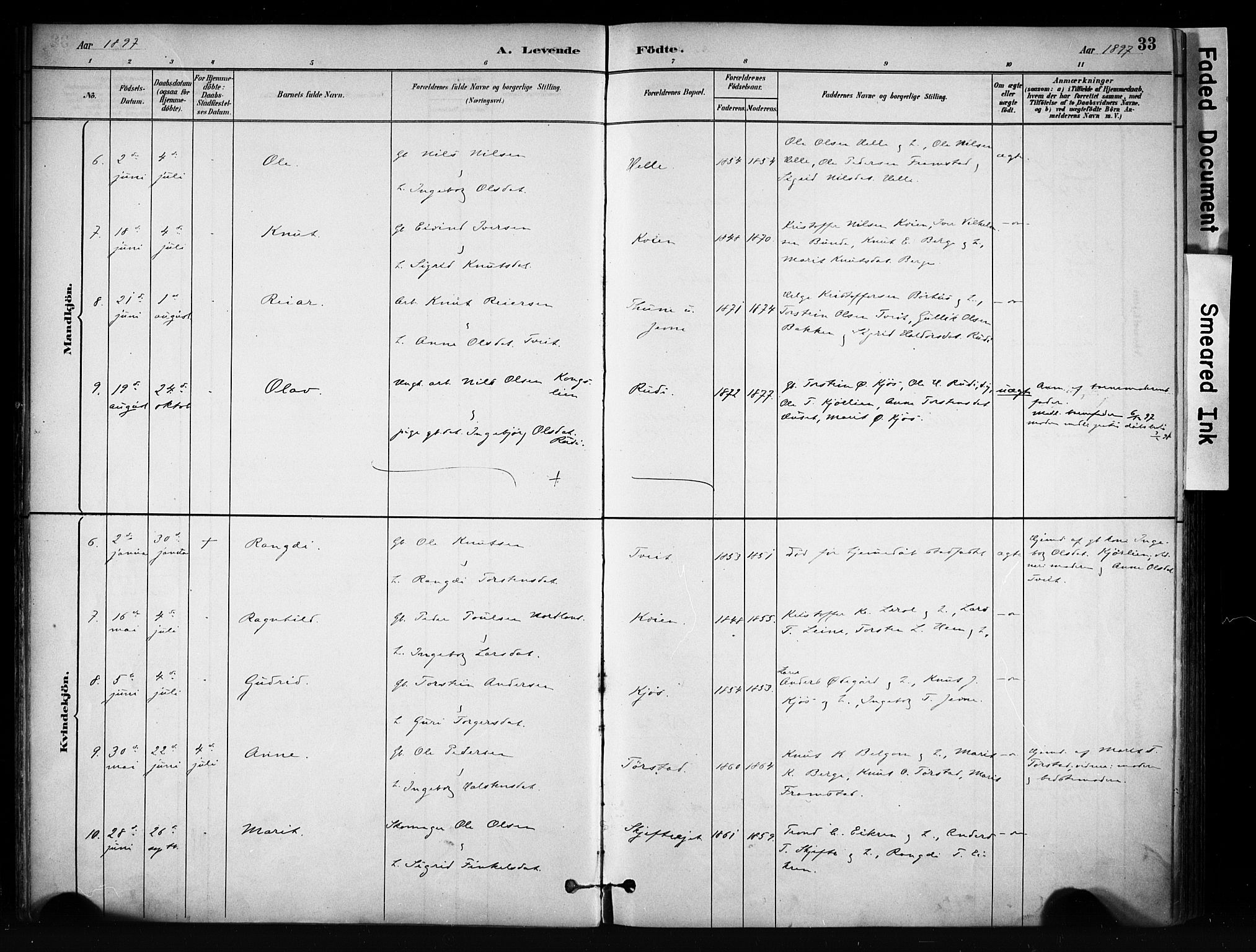 Vang prestekontor, Valdres, SAH/PREST-140/H/Ha/L0009: Parish register (official) no. 9, 1882-1914, p. 33