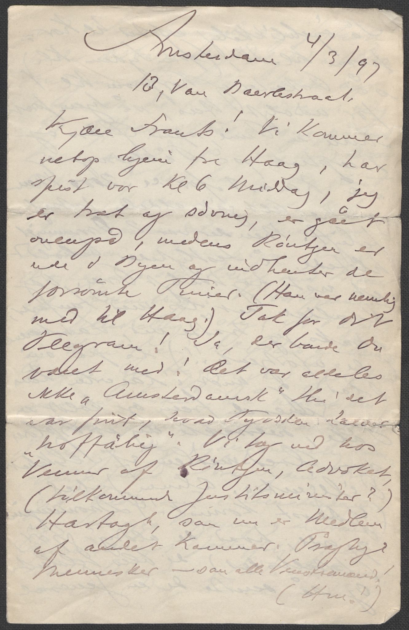 Beyer, Frants, AV/RA-PA-0132/F/L0001: Brev fra Edvard Grieg til Frantz Beyer og "En del optegnelser som kan tjene til kommentar til brevene" av Marie Beyer, 1872-1907, p. 493