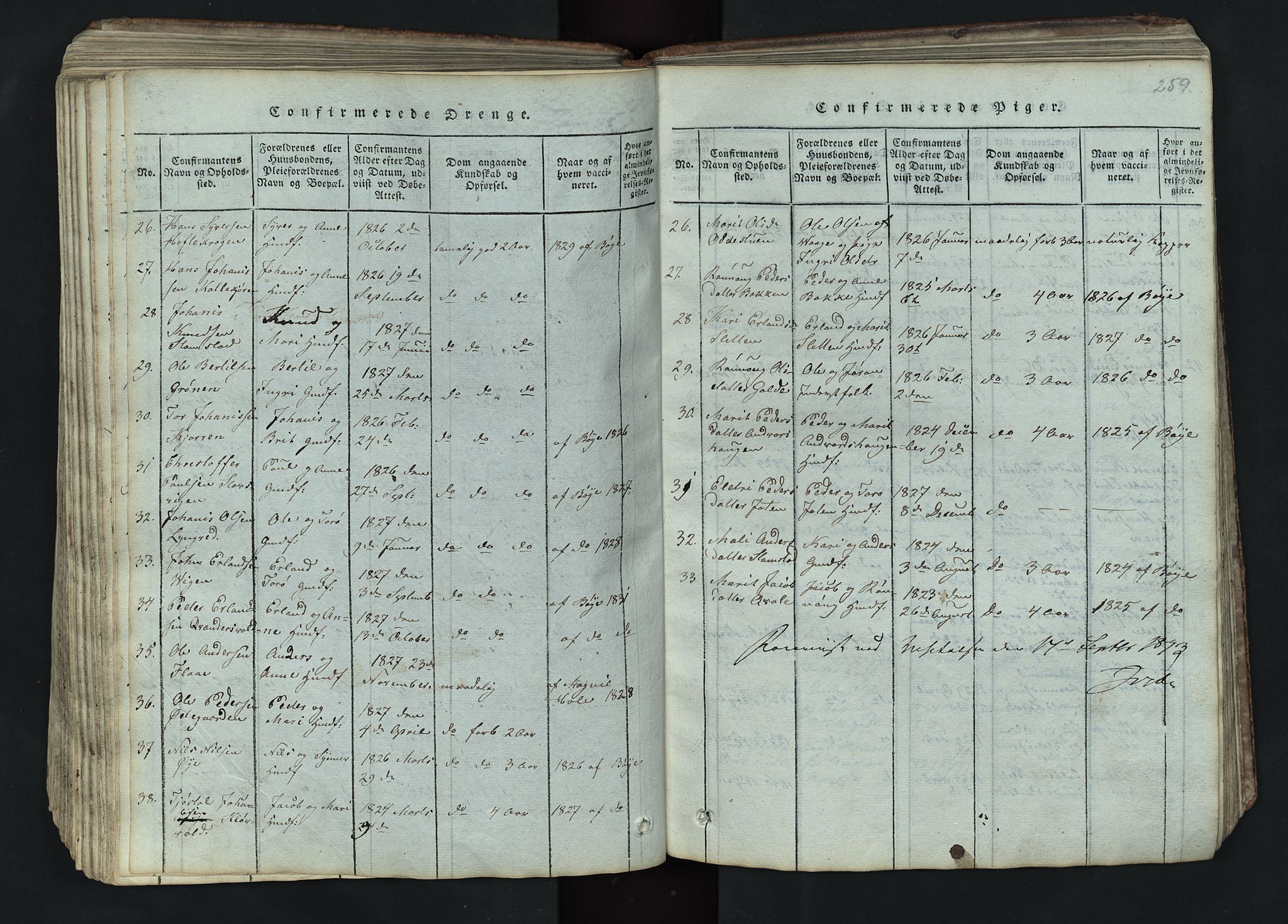 Lom prestekontor, SAH/PREST-070/L/L0002: Parish register (copy) no. 2, 1815-1844, p. 259