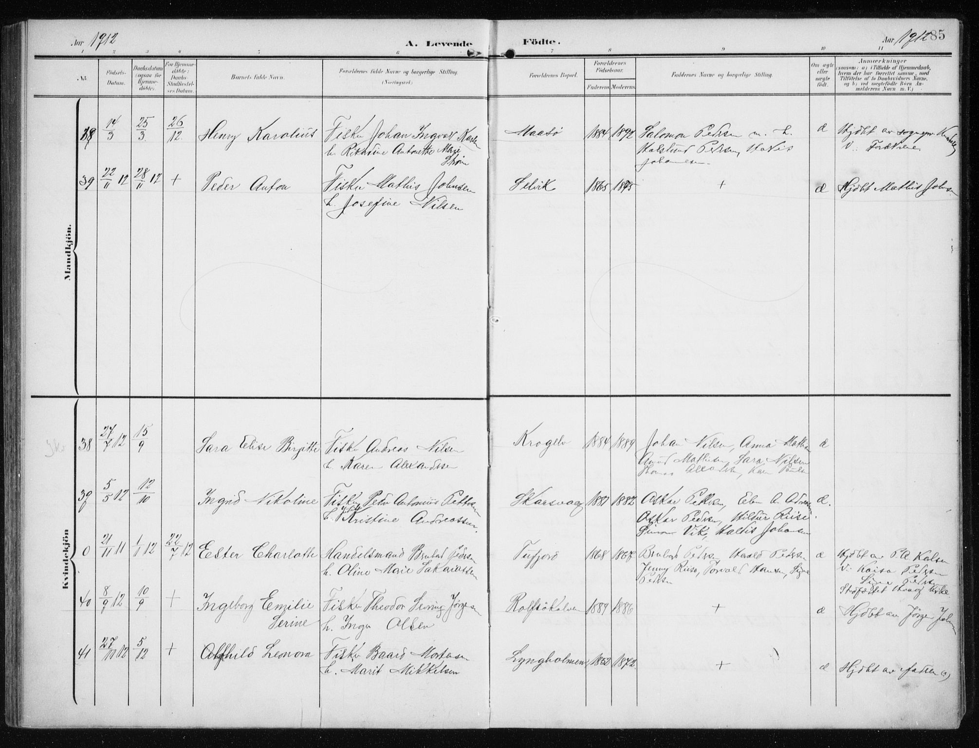 Måsøy sokneprestkontor, AV/SATØ-S-1348/H/Ha/L0009kirke: Parish register (official) no. 9, 1903-1914, p. 85