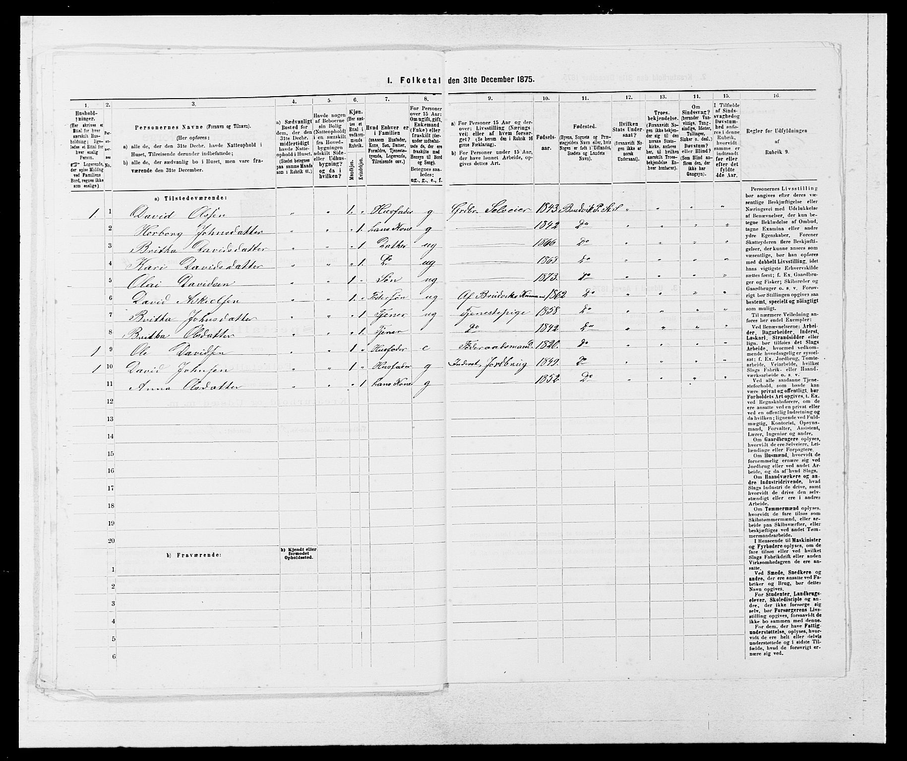 SAB, 1875 census for 1251P Bruvik, 1875, p. 432