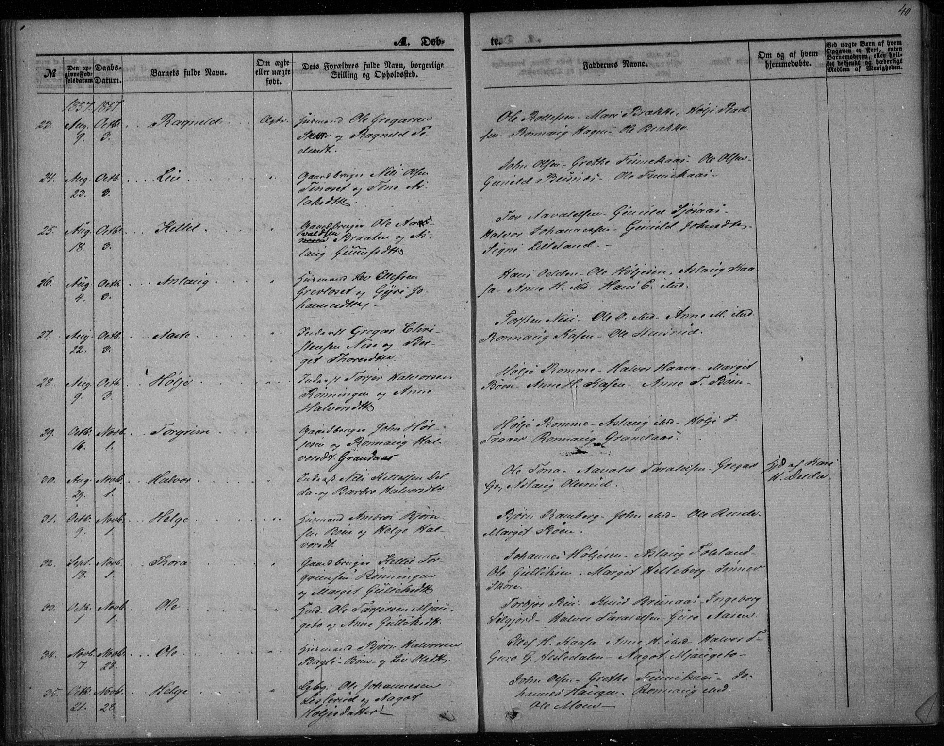 Gransherad kirkebøker, SAKO/A-267/F/Fa/L0002: Parish register (official) no. I 2, 1844-1859, p. 40