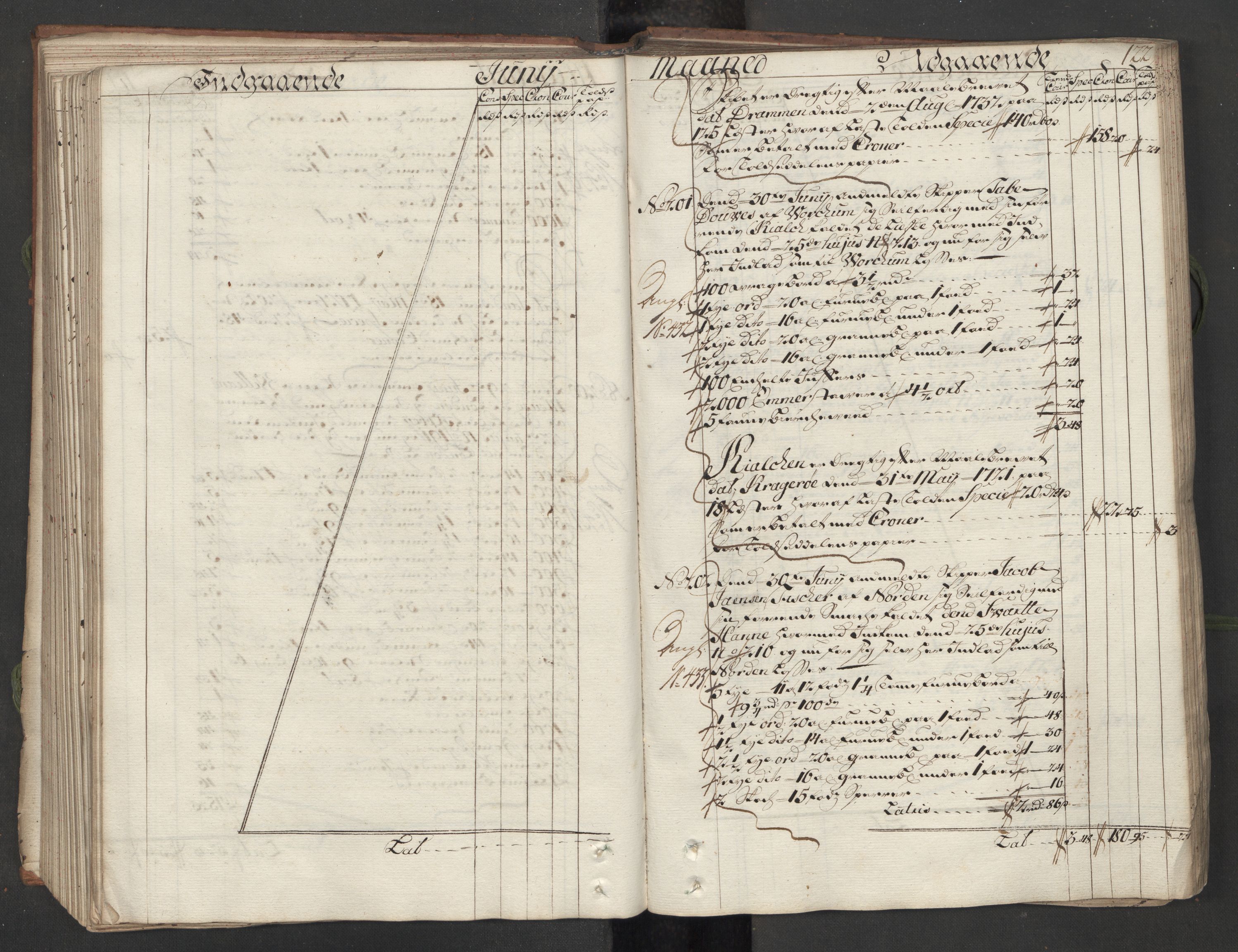 Generaltollkammeret, tollregnskaper, AV/RA-EA-5490/R12/L0009/0001: Tollregnskaper Langesund / Hovedtollbok, 1733, p. 121b-122a