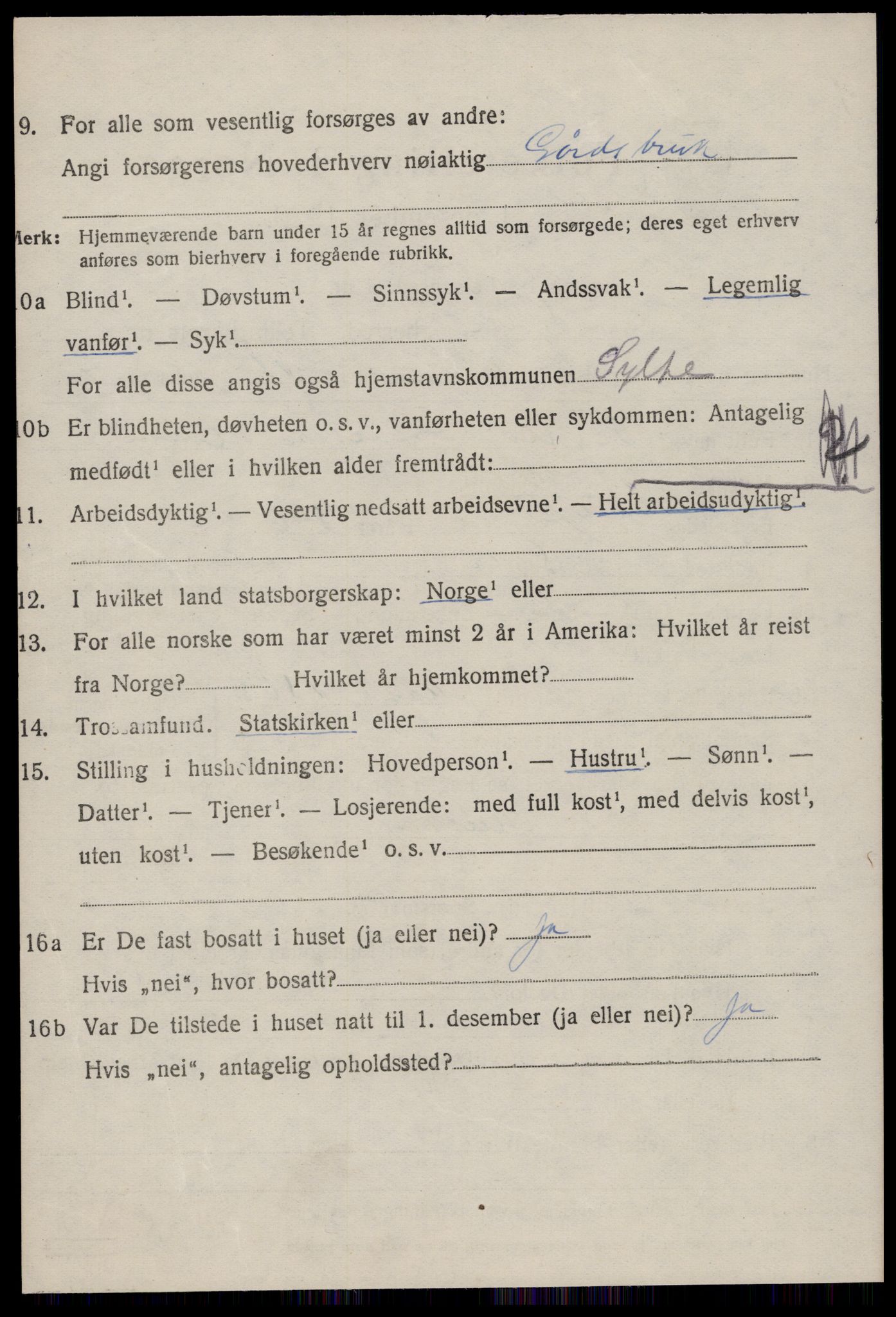 SAT, 1920 census for Sylte, 1920, p. 1178