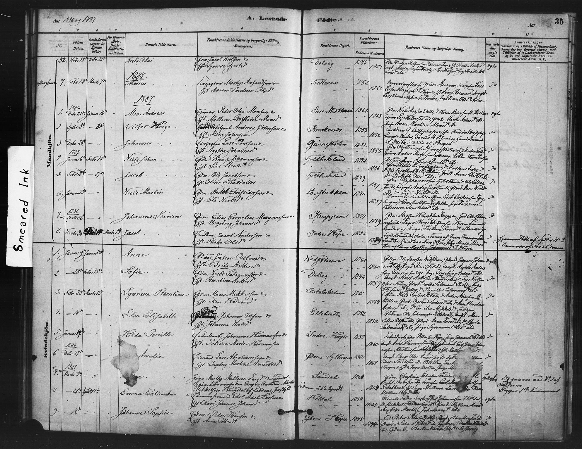 Fana Sokneprestembete, SAB/A-75101/H/Haa/Haai/L0001: Parish register (official) no. I 1, 1878-1888, p. 35