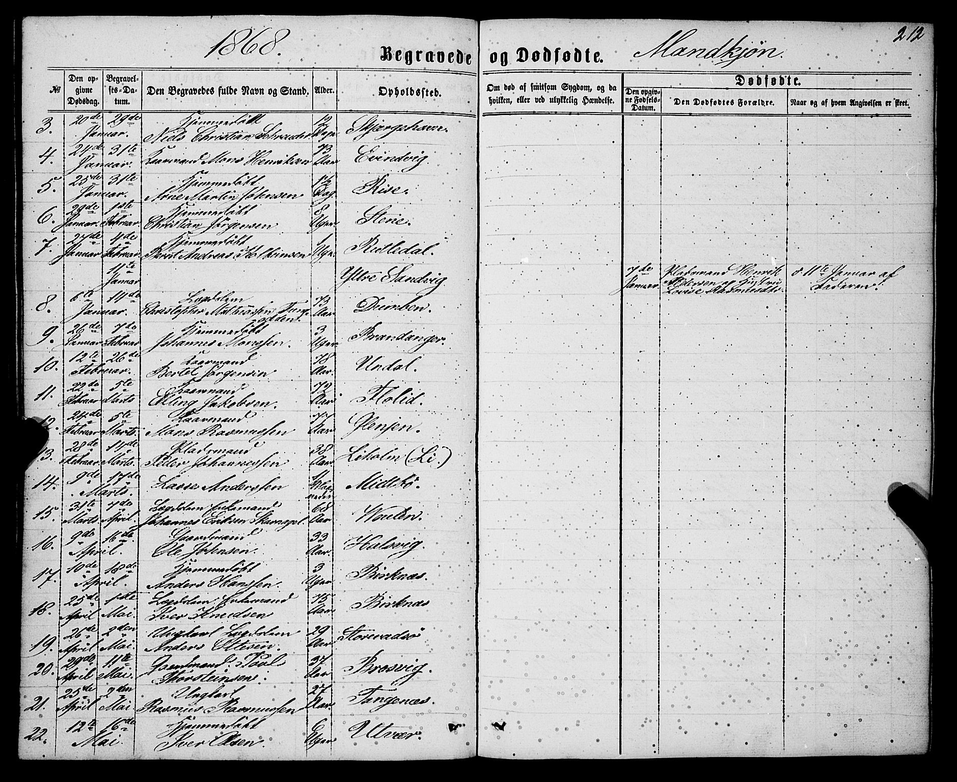 Gulen sokneprestembete, AV/SAB-A-80201/H/Haa/Haaa/L0022: Parish register (official) no. A 22, 1859-1869, p. 212