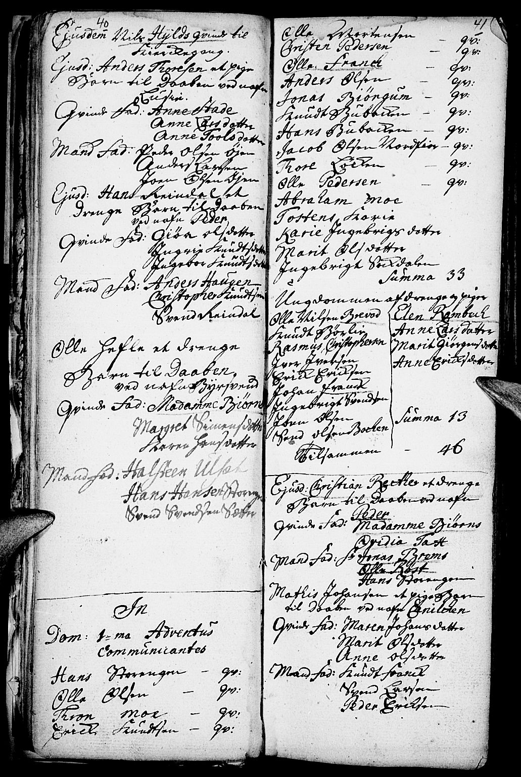 Kvikne prestekontor, SAH/PREST-064/H/Ha/Haa/L0001: Parish register (official) no. 1, 1740-1756, p. 40-41
