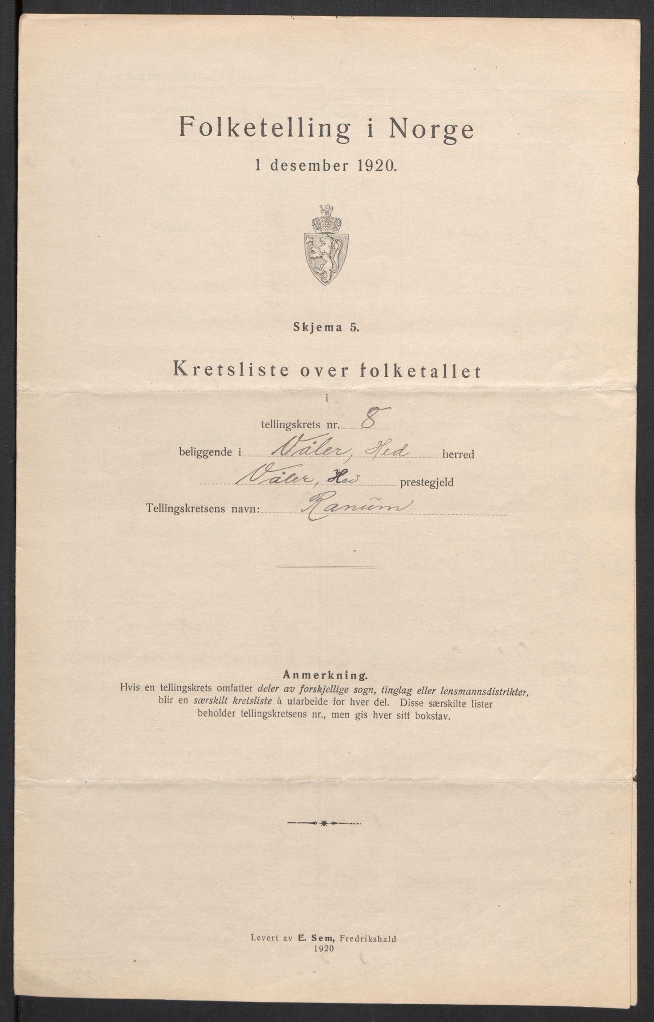 SAH, 1920 census for Våler (Hedmark), 1920, p. 31