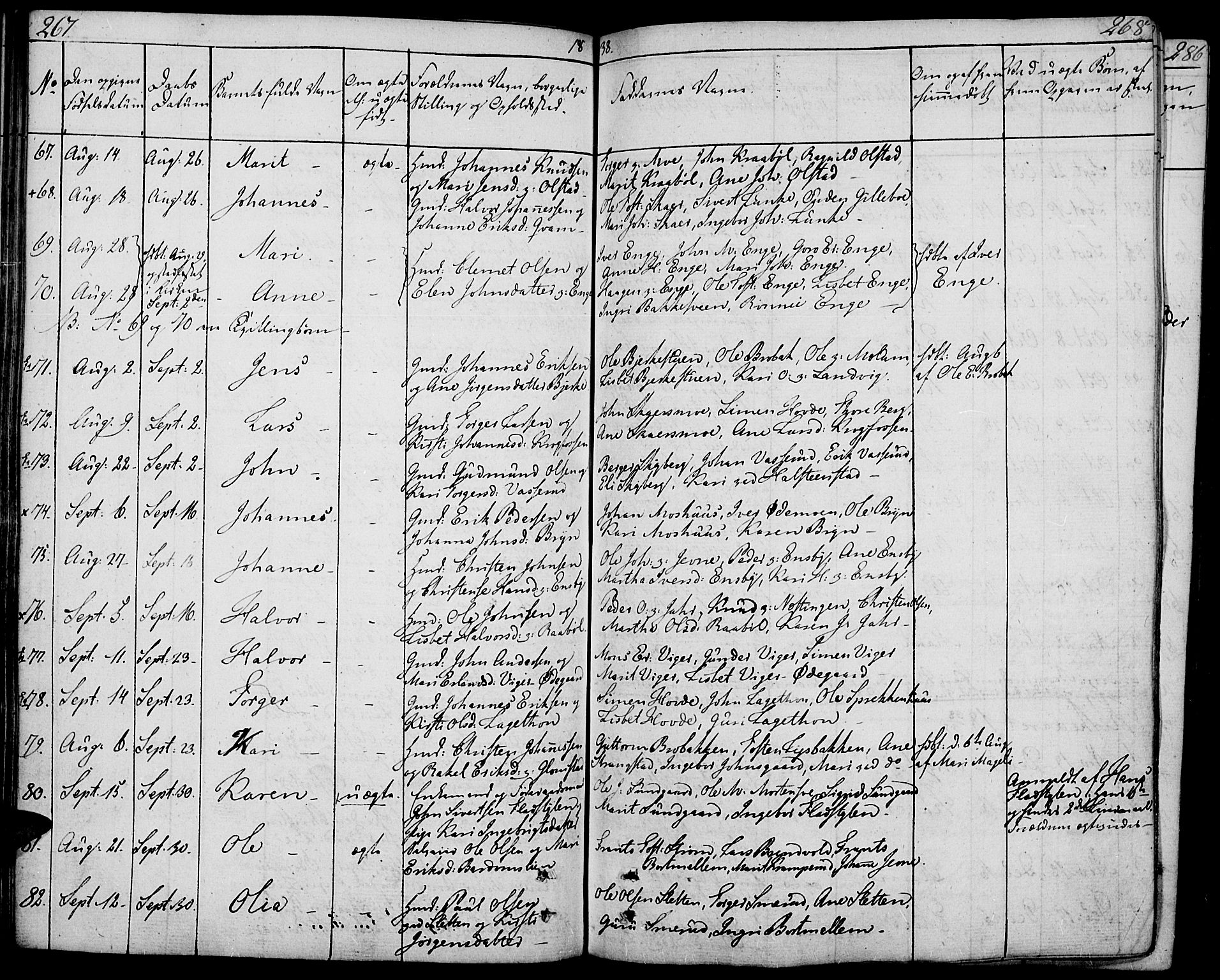 Øyer prestekontor, SAH/PREST-084/H/Ha/Haa/L0004: Parish register (official) no. 4, 1824-1841, p. 267-268