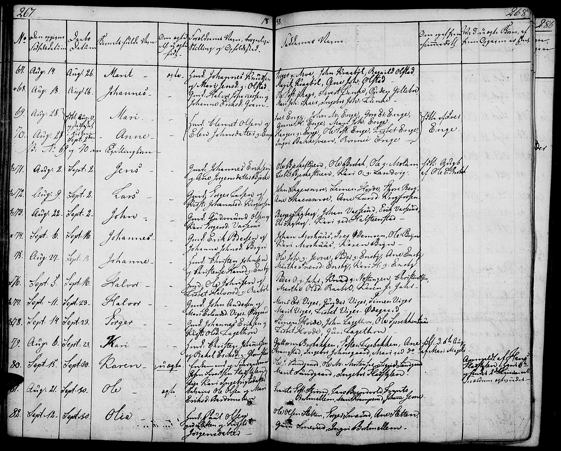 Øyer prestekontor, AV/SAH-PREST-084/H/Ha/Haa/L0004: Parish register (official) no. 4, 1824-1841, p. 267-268