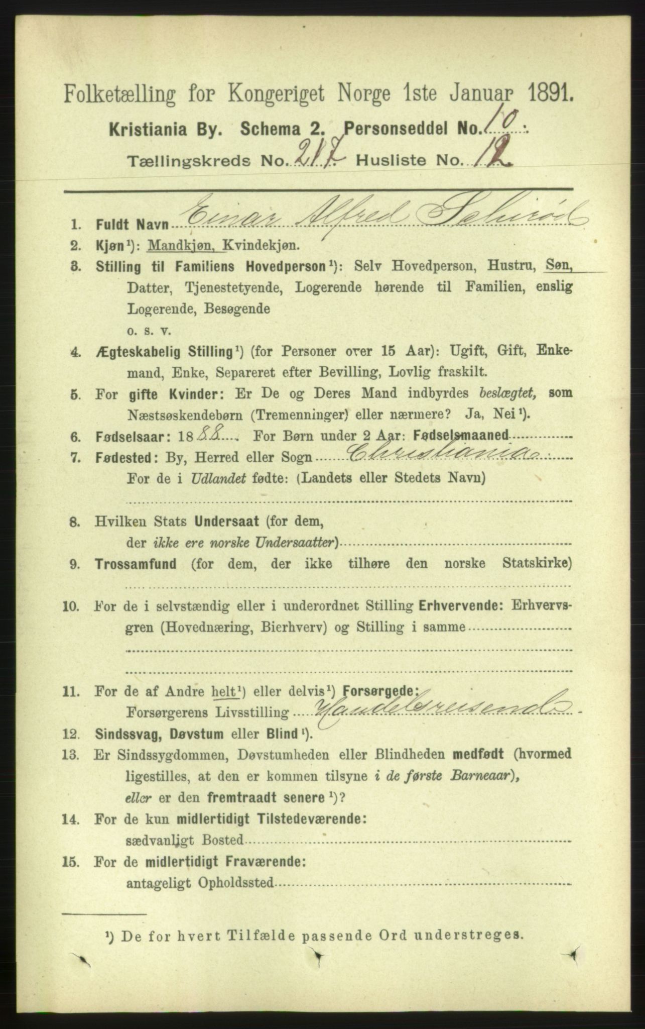 RA, 1891 census for 0301 Kristiania, 1891, p. 128560