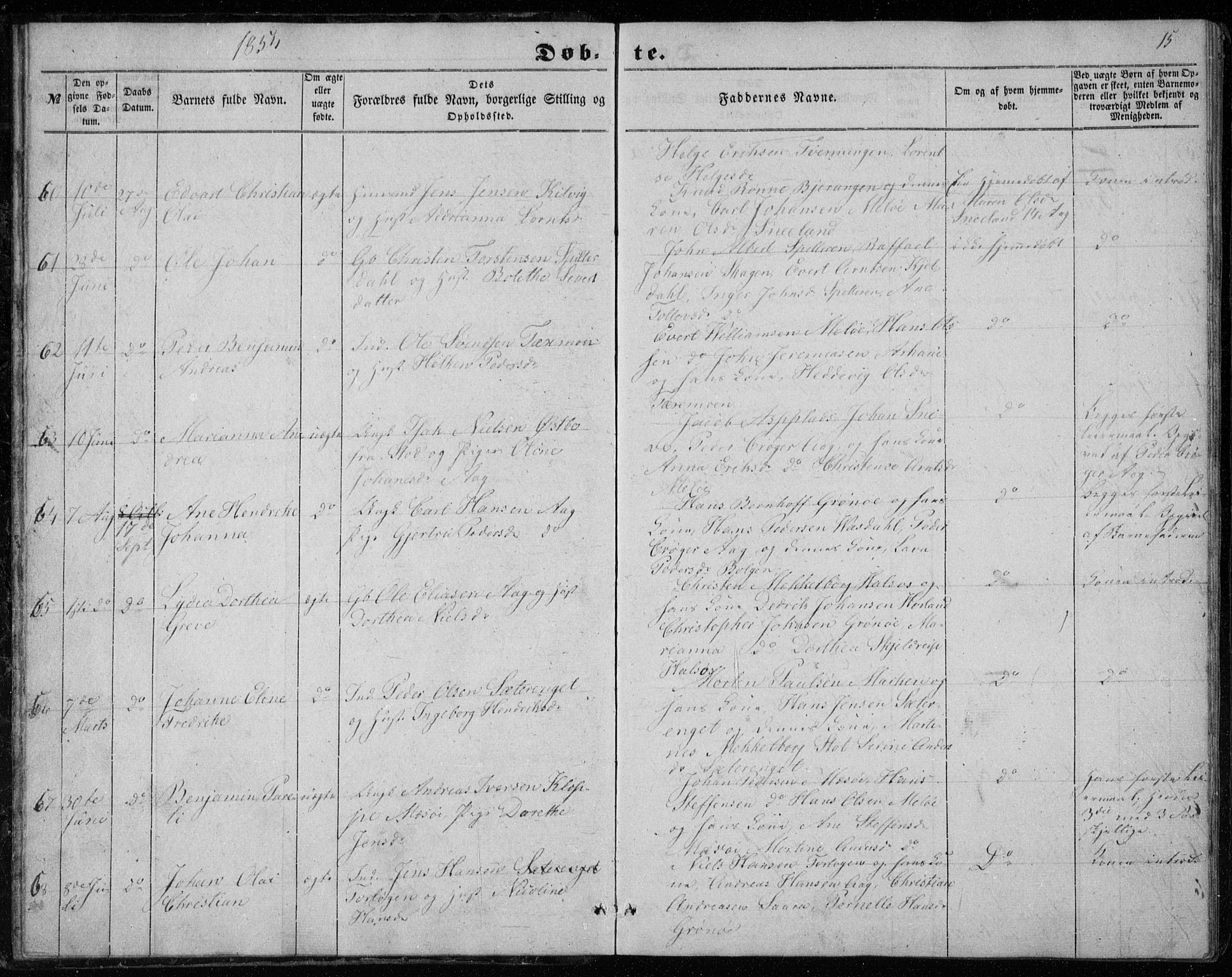 Ministerialprotokoller, klokkerbøker og fødselsregistre - Nordland, AV/SAT-A-1459/843/L0633: Parish register (copy) no. 843C02, 1853-1873, p. 15