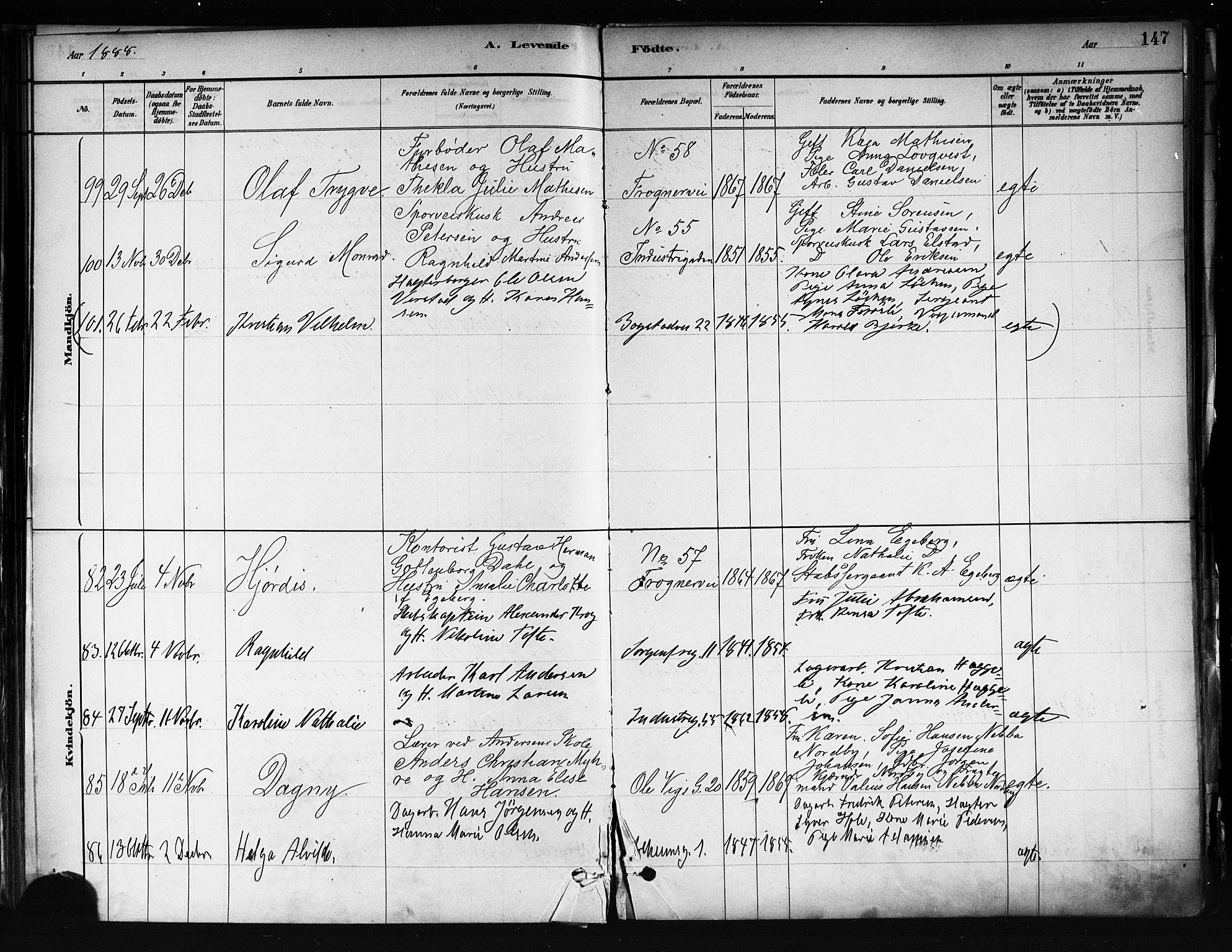 Uranienborg prestekontor Kirkebøker, AV/SAO-A-10877/F/Fa/L0001: Parish register (official) no. 1, 1880-1895, p. 147