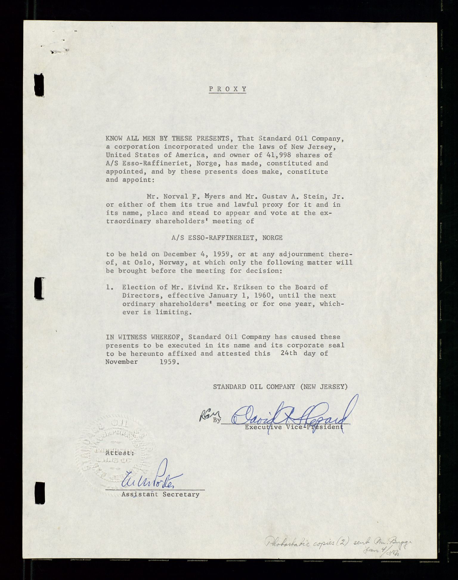 PA 1537 - A/S Essoraffineriet Norge, AV/SAST-A-101957/A/Aa/L0001/0002: Styremøter / Shareholder meetings, board meetings, by laws (vedtekter), 1957-1960, p. 45