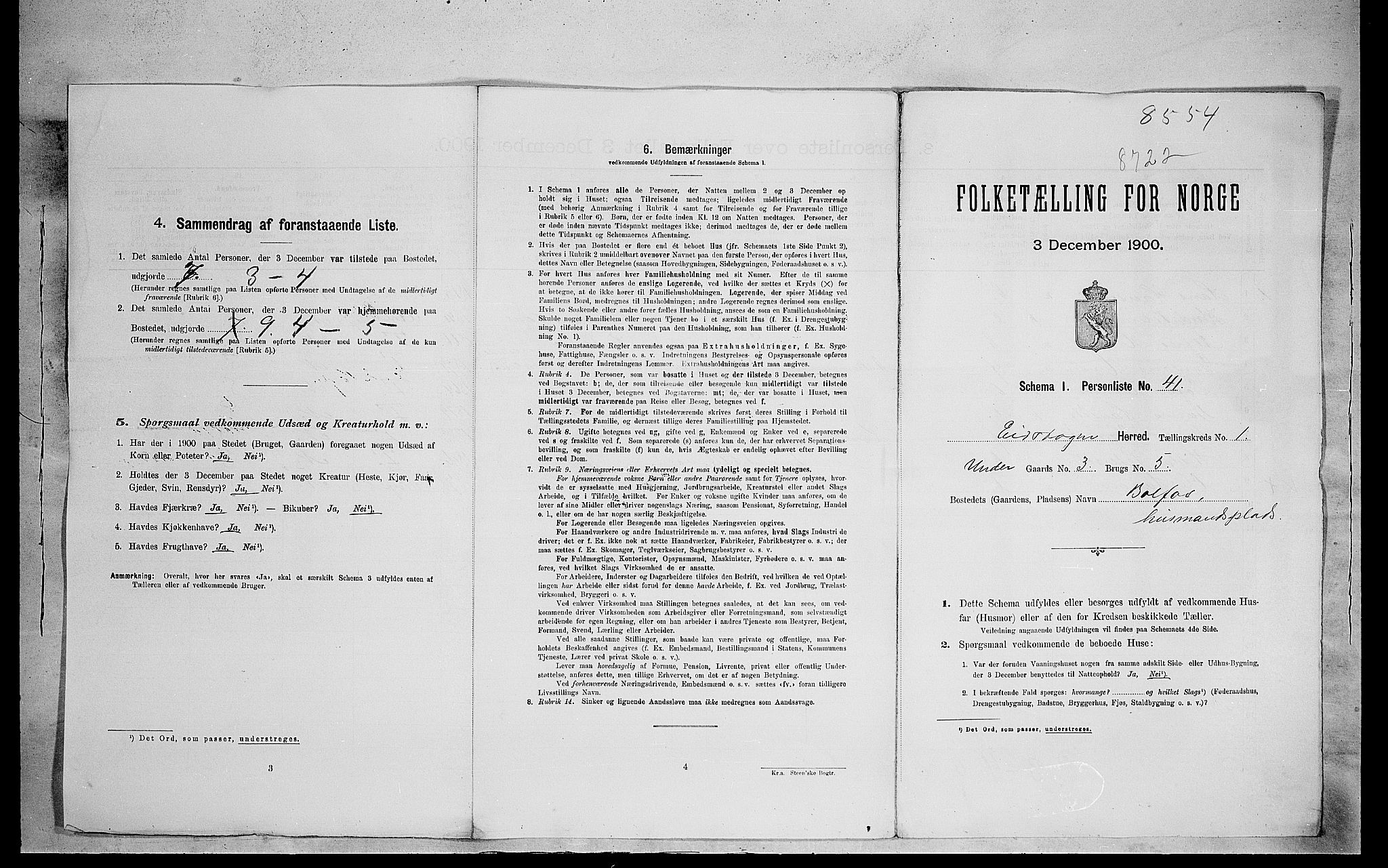 SAH, 1900 census for Eidskog, 1900, p. 62