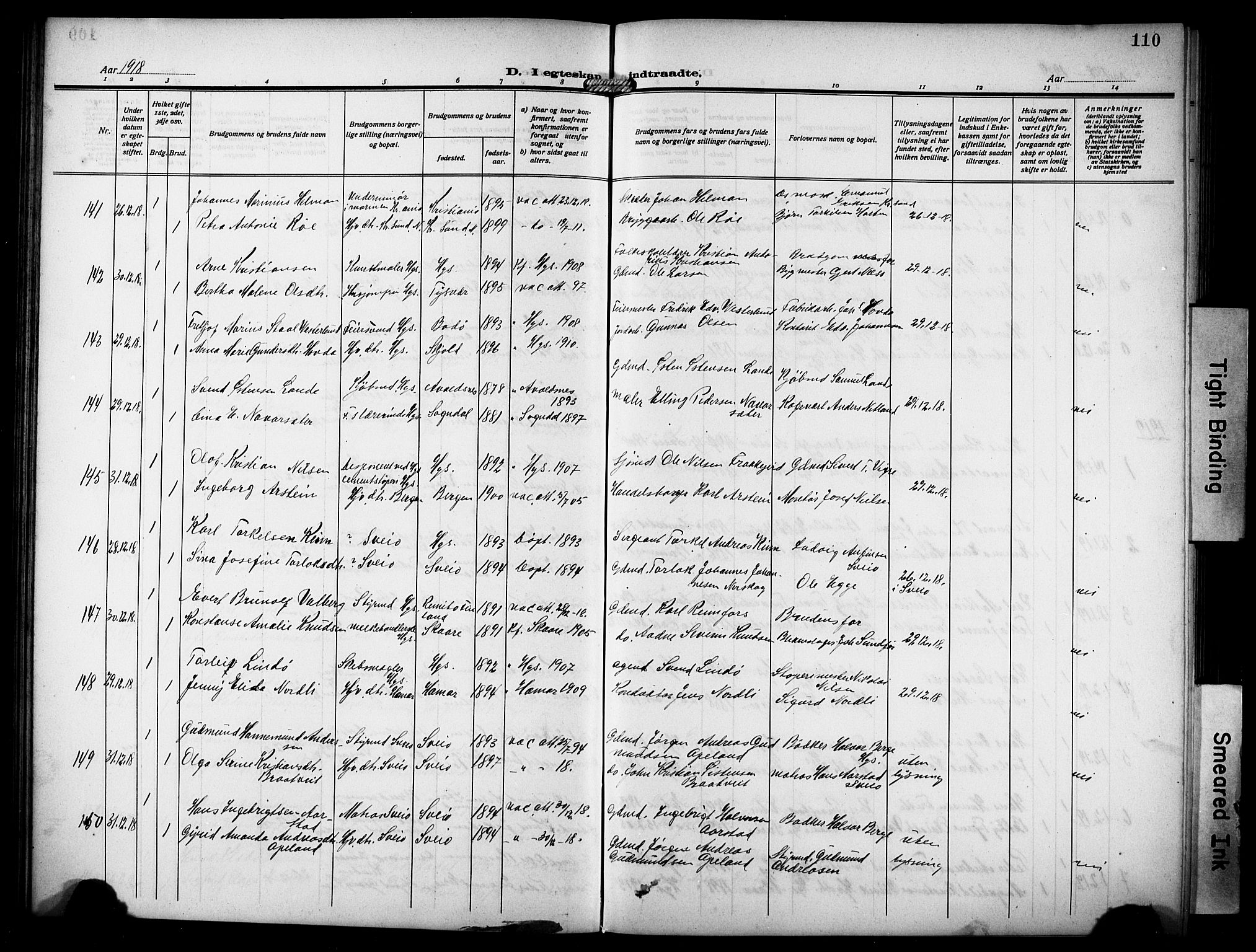 Haugesund sokneprestkontor, AV/SAST-A -101863/H/Ha/Hab/L0008: Parish register (copy) no. B 8, 1909-1921, p. 110