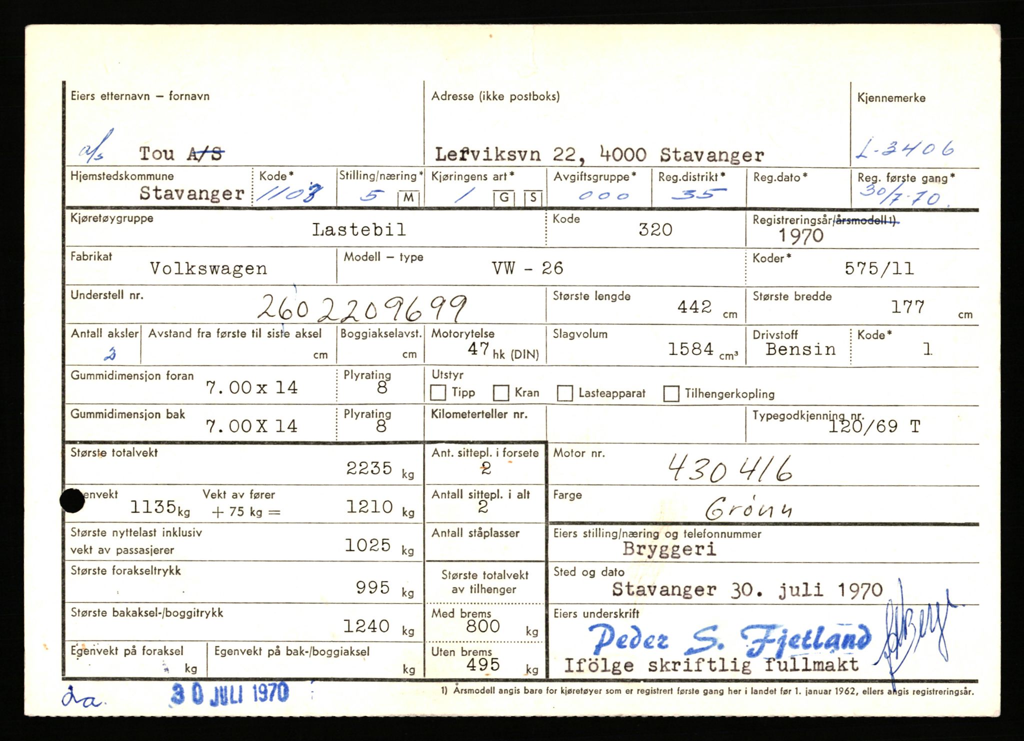 Stavanger trafikkstasjon, AV/SAST-A-101942/0/F/L0010: L-3350 - L-3699, 1930-1971, p. 307