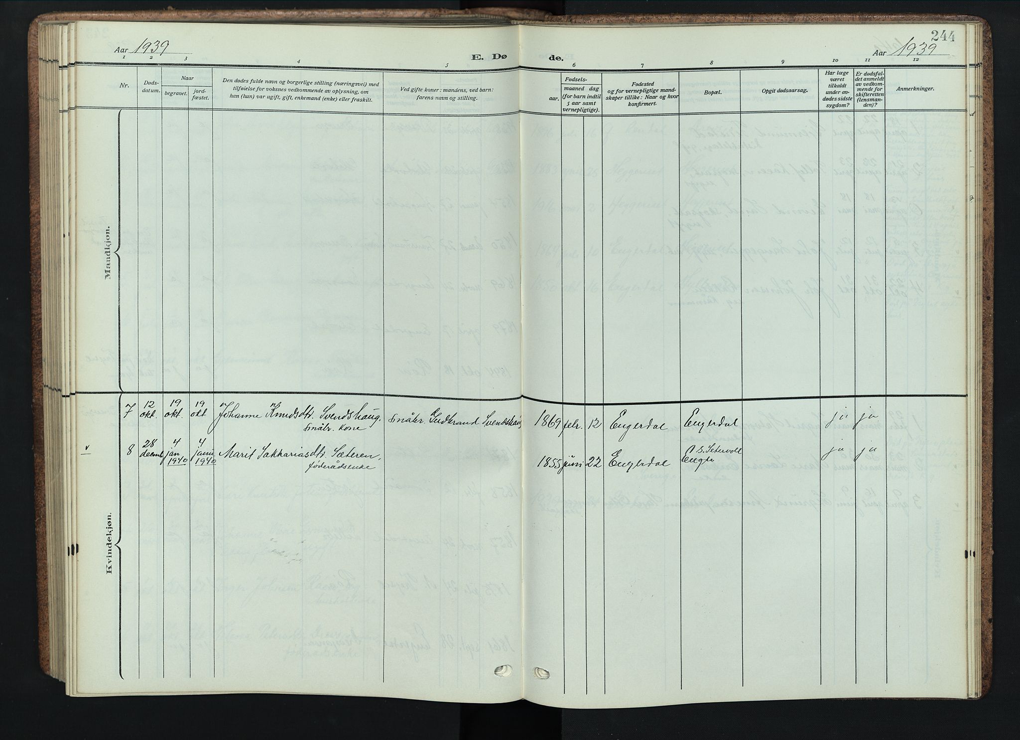 Engerdal prestekontor, AV/SAH-PREST-048/H/Ha/Hab/L0001: Parish register (copy) no. 1, 1911-1947, p. 244